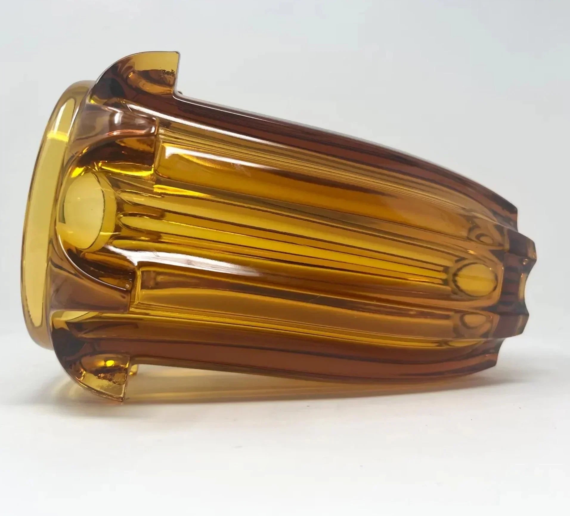 1930s Art Deco Amber Glass Vase by Rudolf Schrötter for Moser - Fox & Wedge