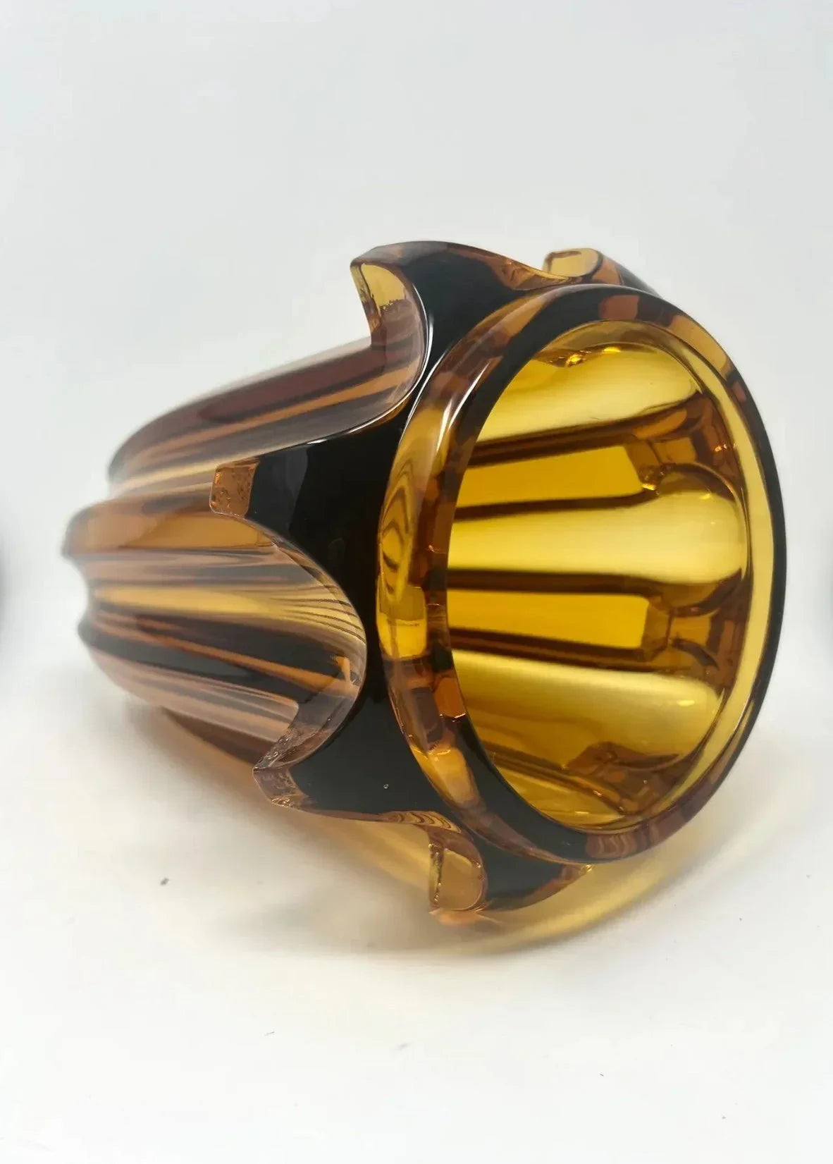 1930s Art Deco Amber Glass Vase by Rudolf Schrötter for Moser - Fox & Wedge
