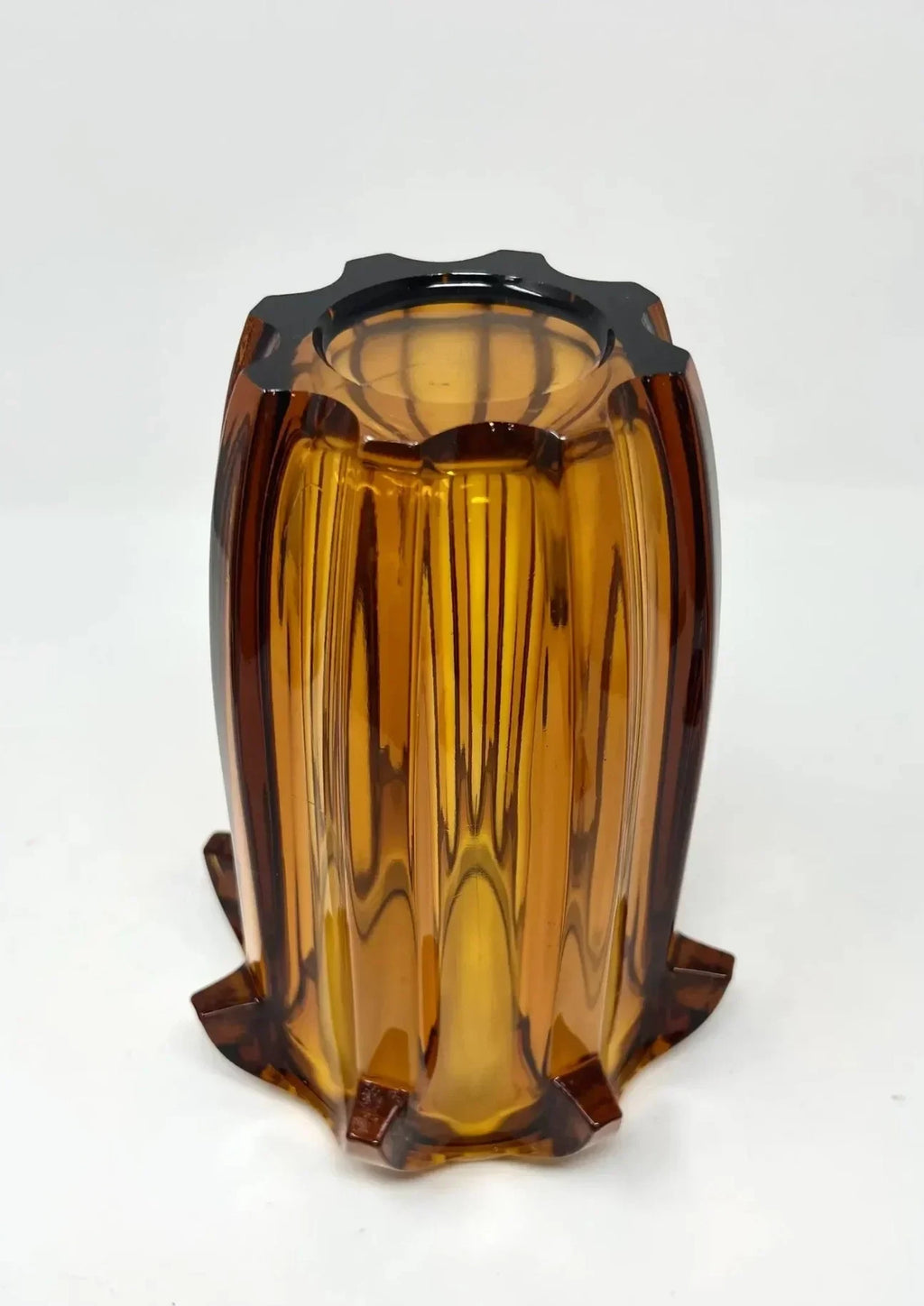 1930s Art Deco Amber Glass Vase by Rudolf Schrötter for Moser - Fox & Wedge