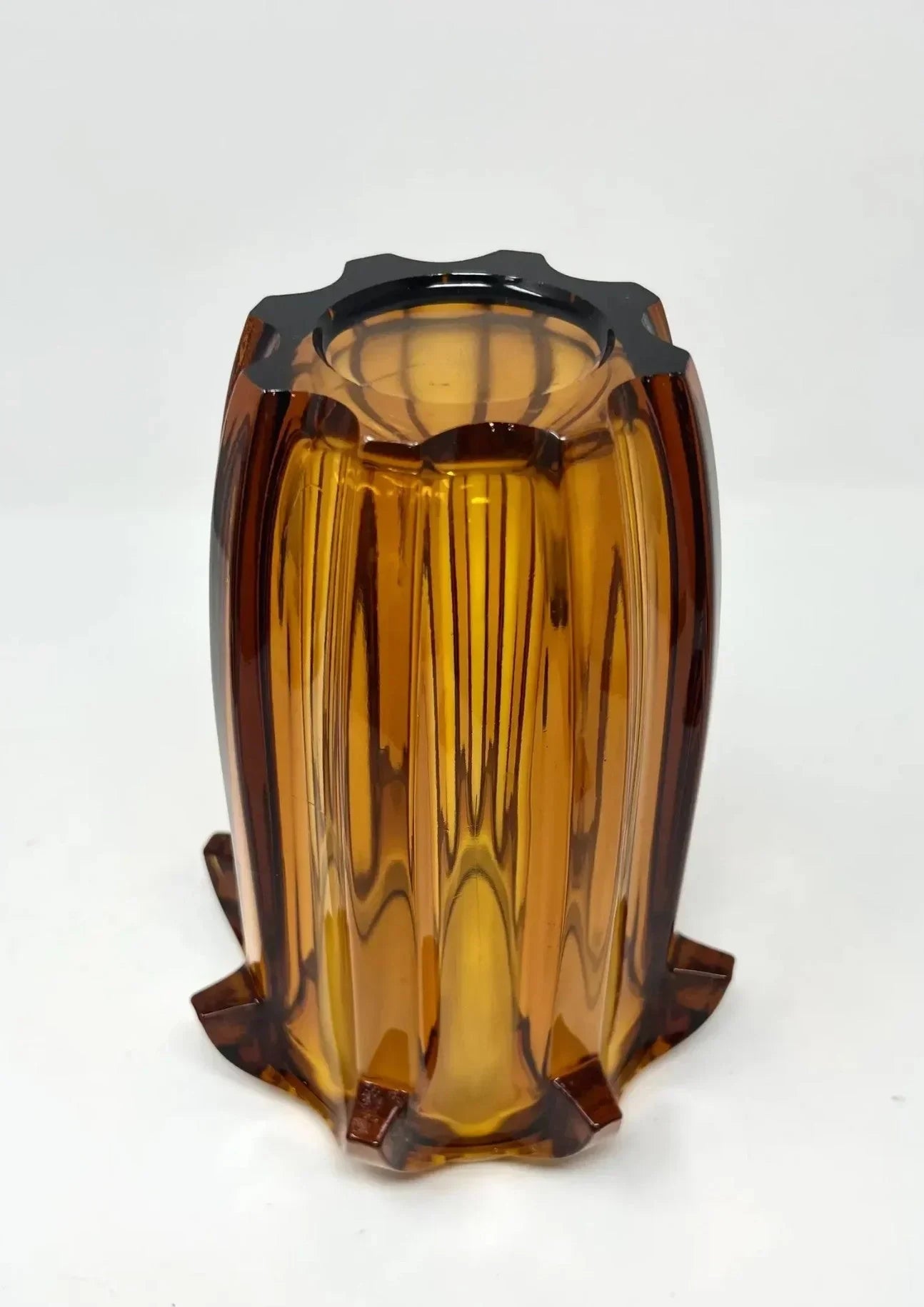 1930s Art Deco Amber Glass Vase by Rudolf Schrötter for Moser - Fox & Wedge