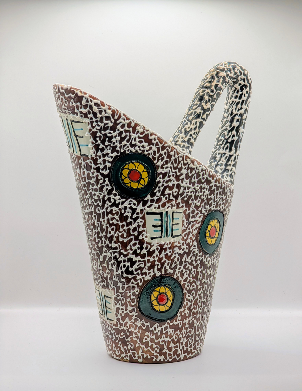 Rare 1964 Modernist Sculptural Pitcher by Santucci Deruta - Handcrafted in Italy