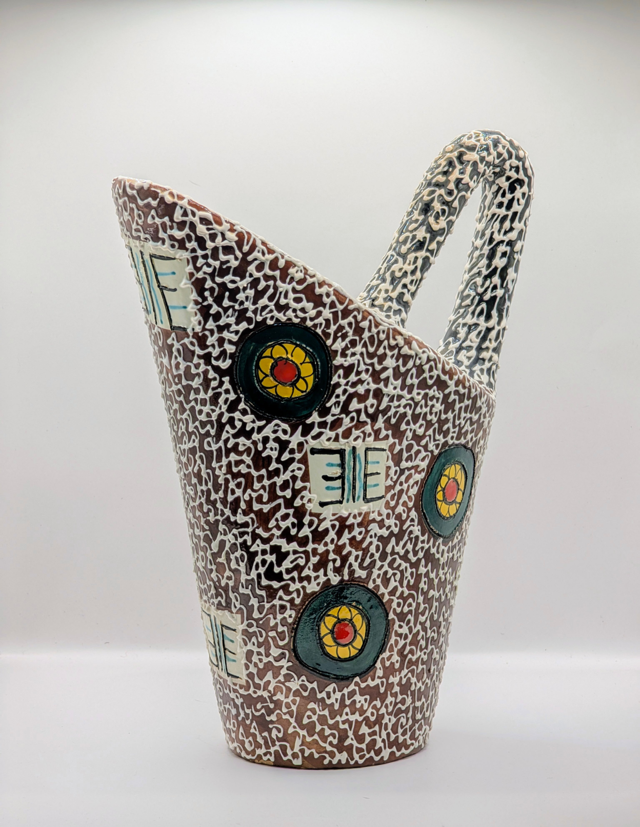 Rare 1964 Modernist Sculptural Pitcher by Santucci Deruta - Handcrafted in Italy