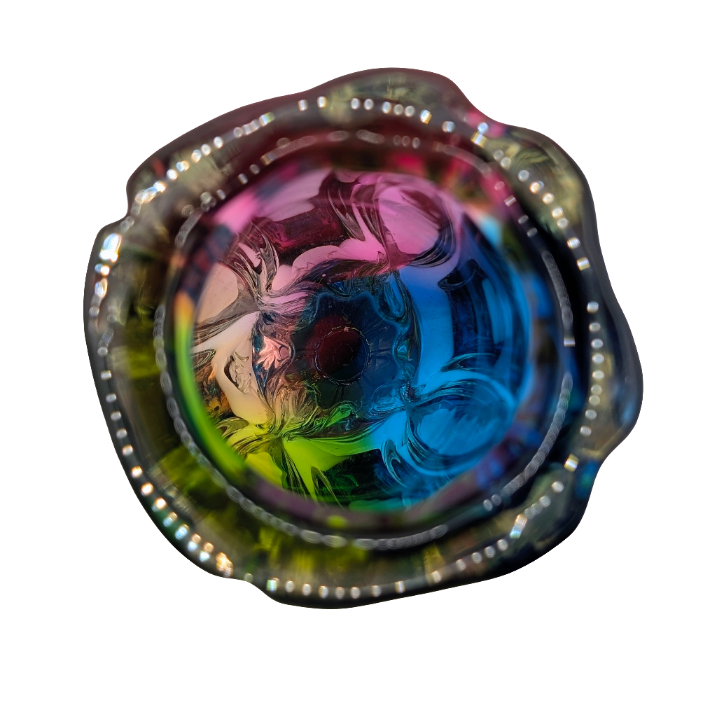 Rare Iwatsu Rainbow Art Glass Vase |  Osaka, Japan | c1965
