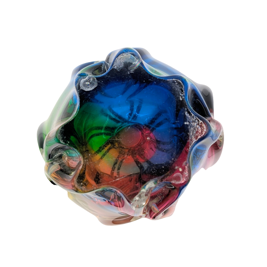 Rare Iwatsu Rainbow Art Glass Vase |  Osaka, Japan | c1965