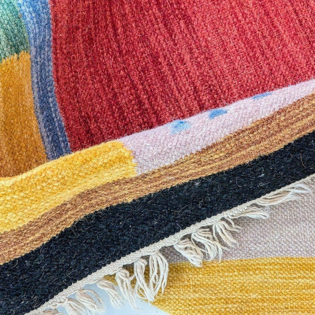 Monumental Vintage Persian Qashqai Gabbeh Rug with Animal Motifs in Madder Red, Circa 1970 - Fox & Wedge