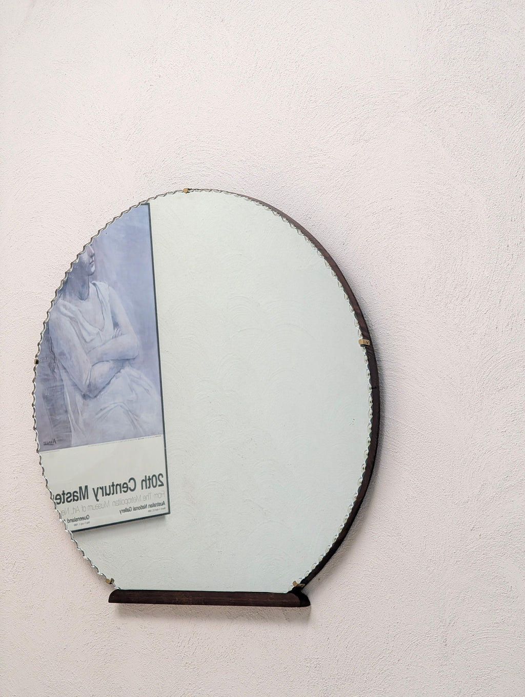 Original Art Deco Bevelled Wall Mirror | Scalloped Cloud Edge