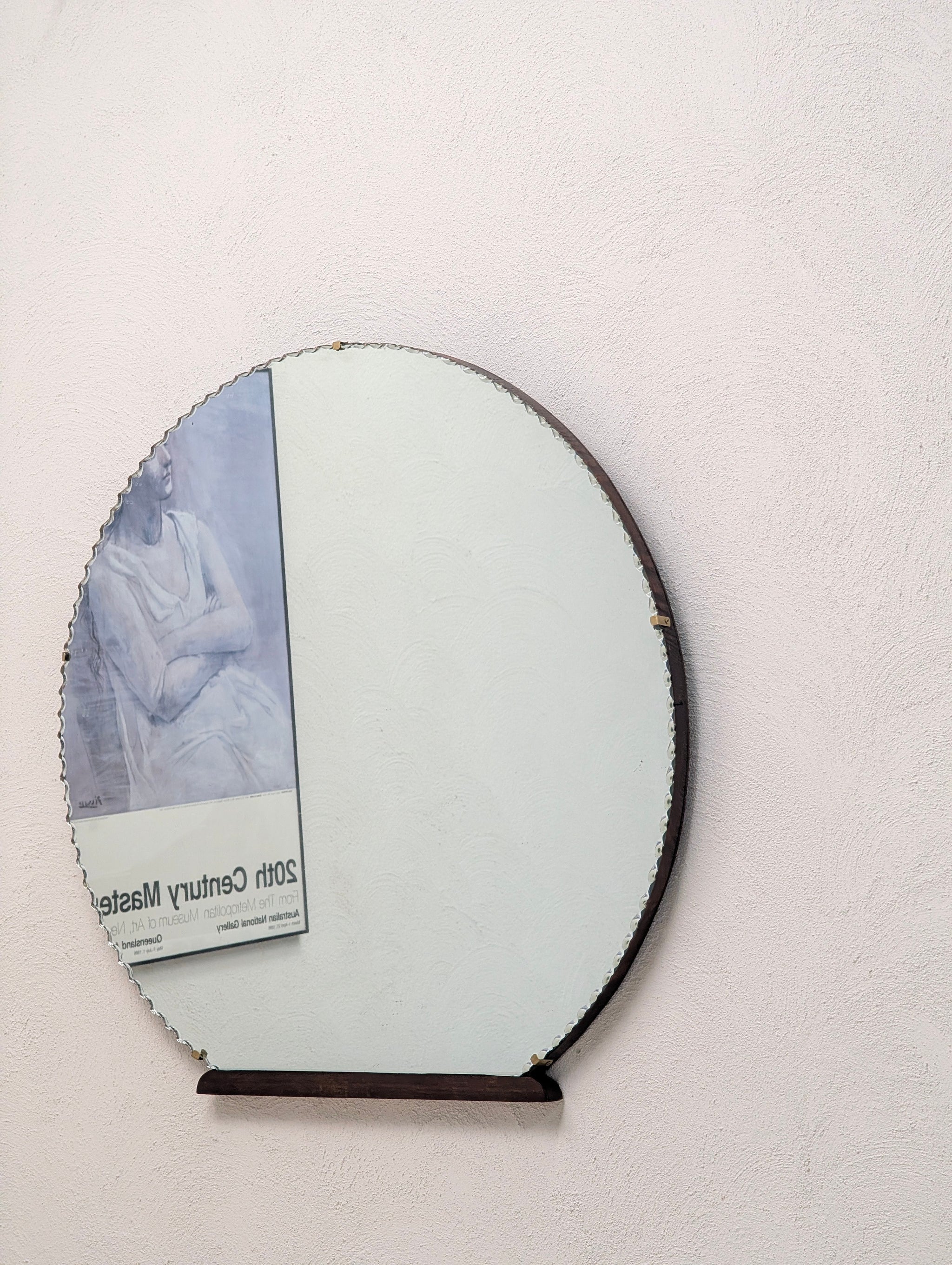 Original Art Deco Bevelled Wall Mirror | Scalloped Cloud Edge