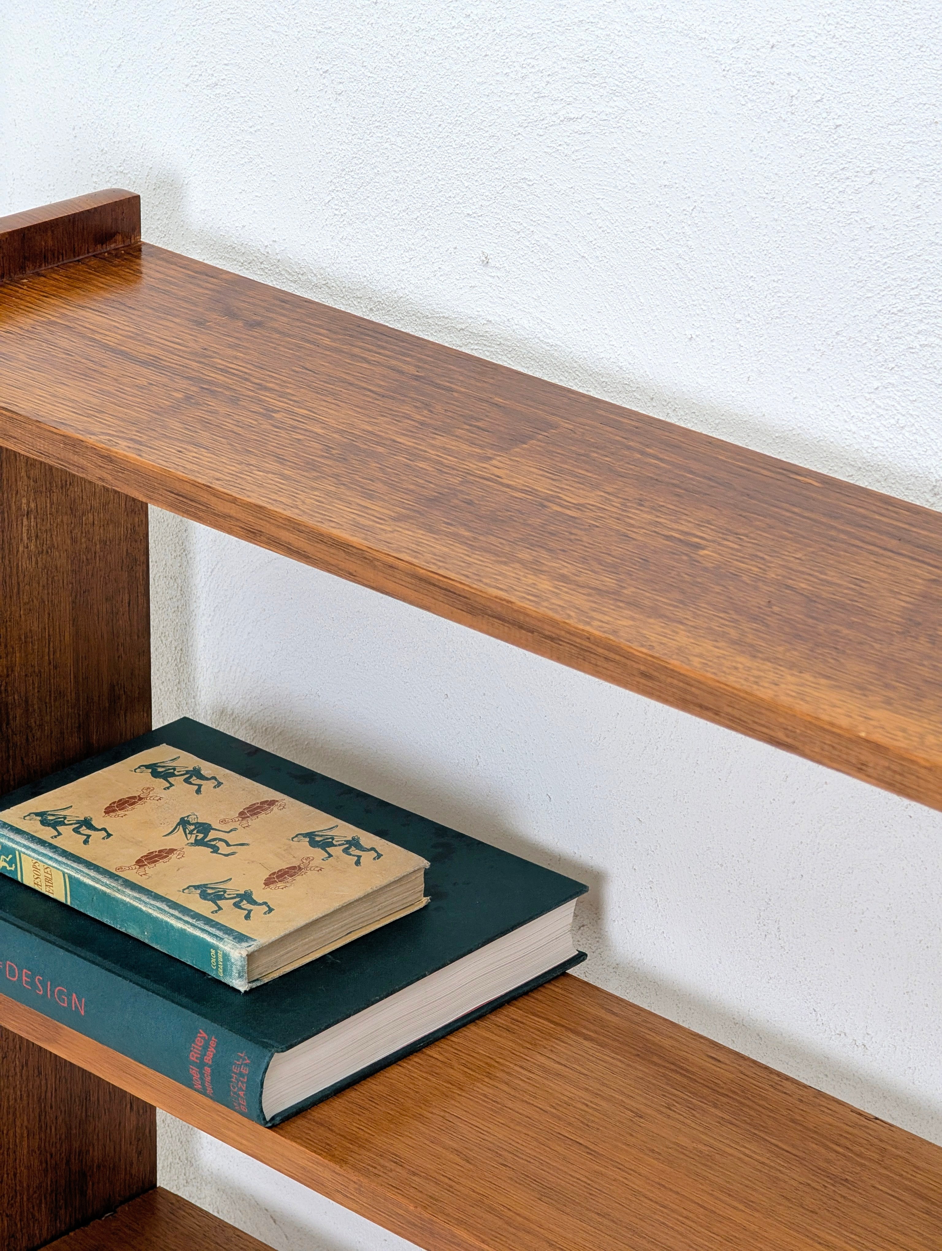 Minimalist 1970s Solid Oak Low-Profile Bookcase