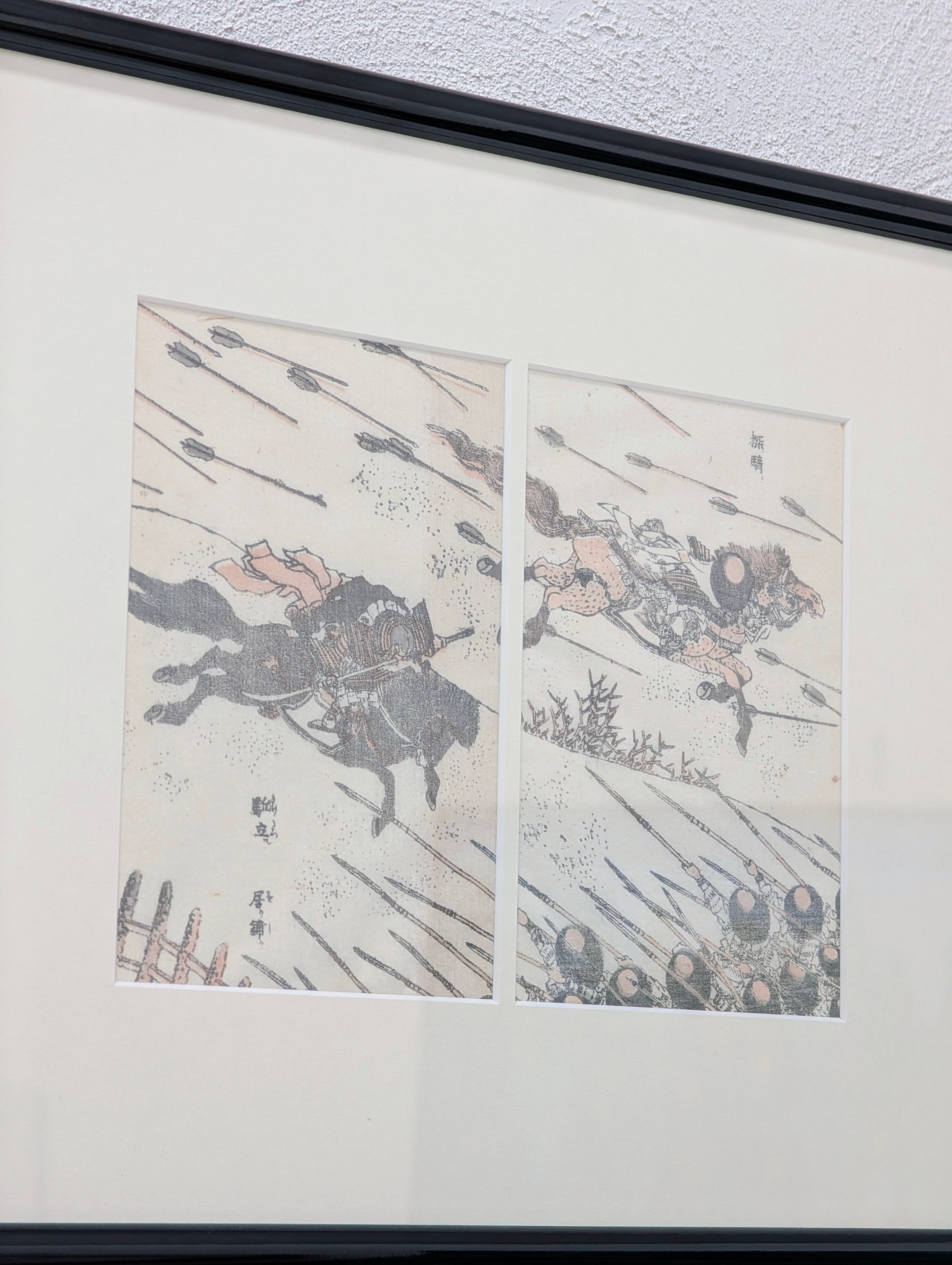 Original Katsushika Hokusai Woodblock: Samurai Cavalry Charge (Manga Vol. 9) - London Gallery