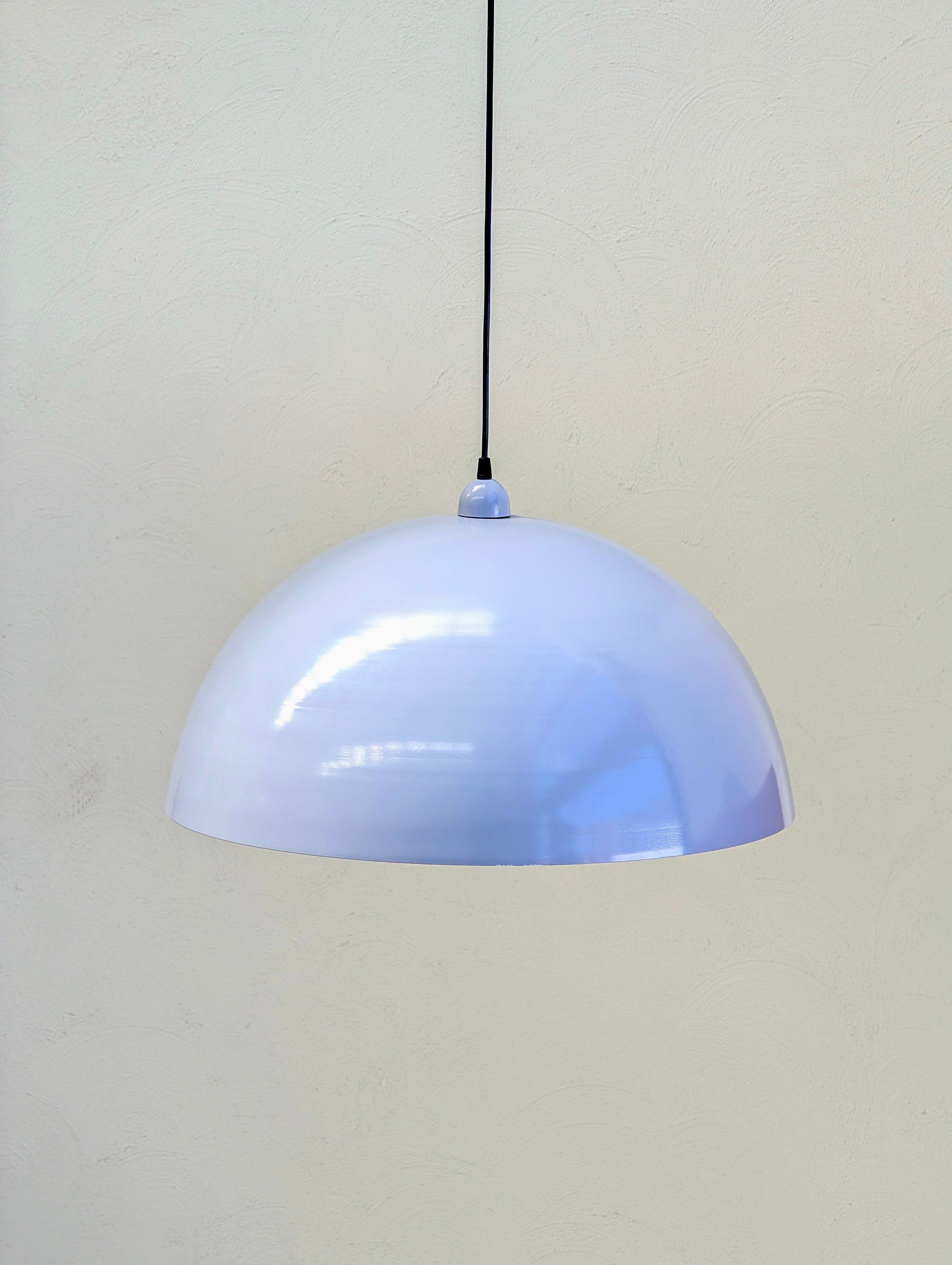 Oversized 62cm Spun Metal Pendant Lights – Dove Grey Enamel (Circa 1980s)