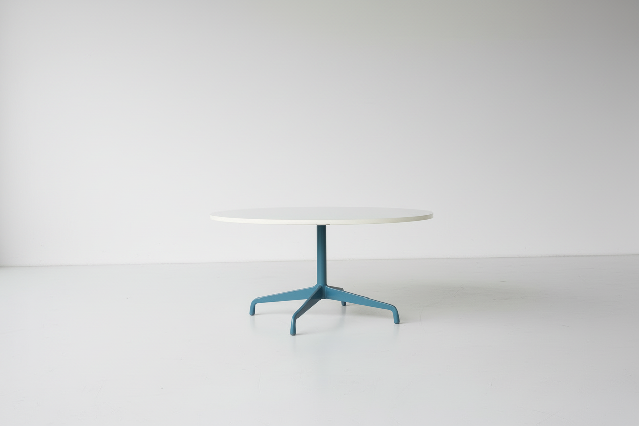 Authentic Eames Segmented Base Table by Herman Miller – Rare Teal & White | c.1960s