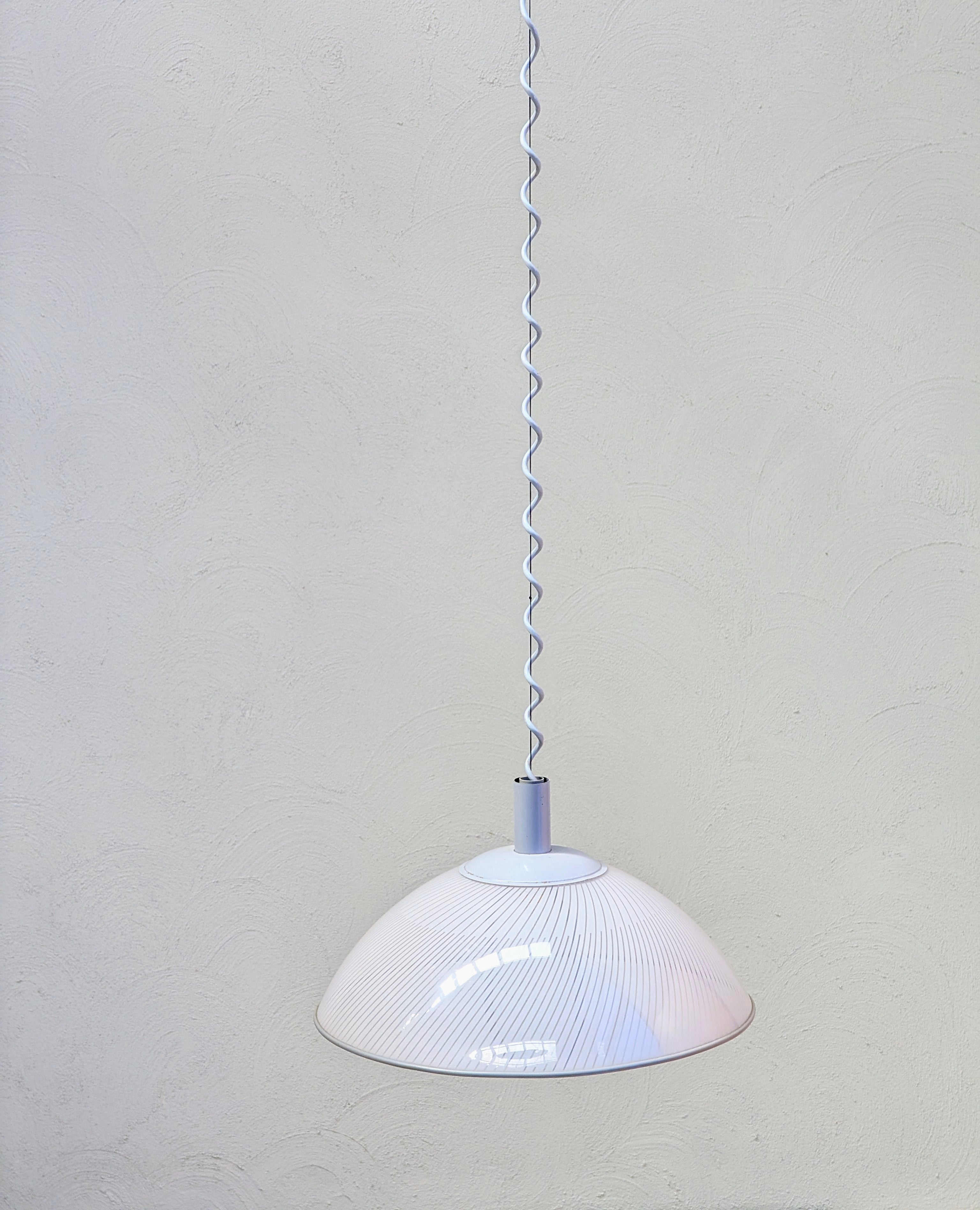 Italian 1980s Optical Plexiglas 'Rise & Fall' Pendant Light