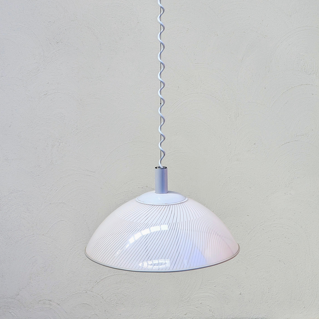 Italian 1980s Optical Plexiglas 'Rise & Fall' Pendant Light