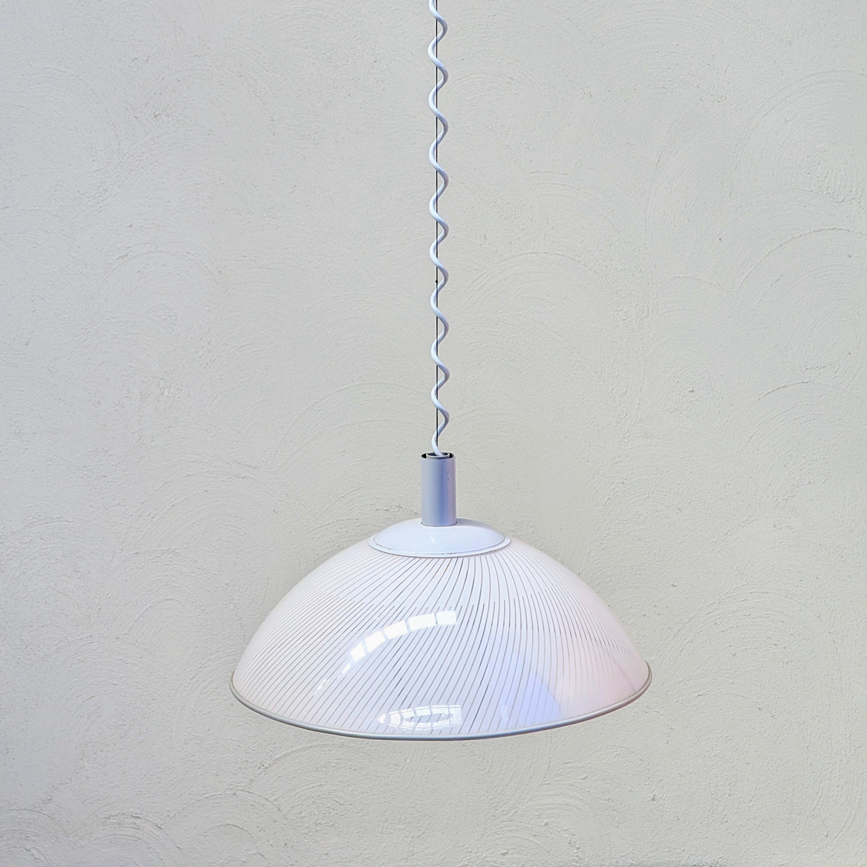 Italian 1980s Optical Plexiglas 'Rise & Fall' Pendant Light