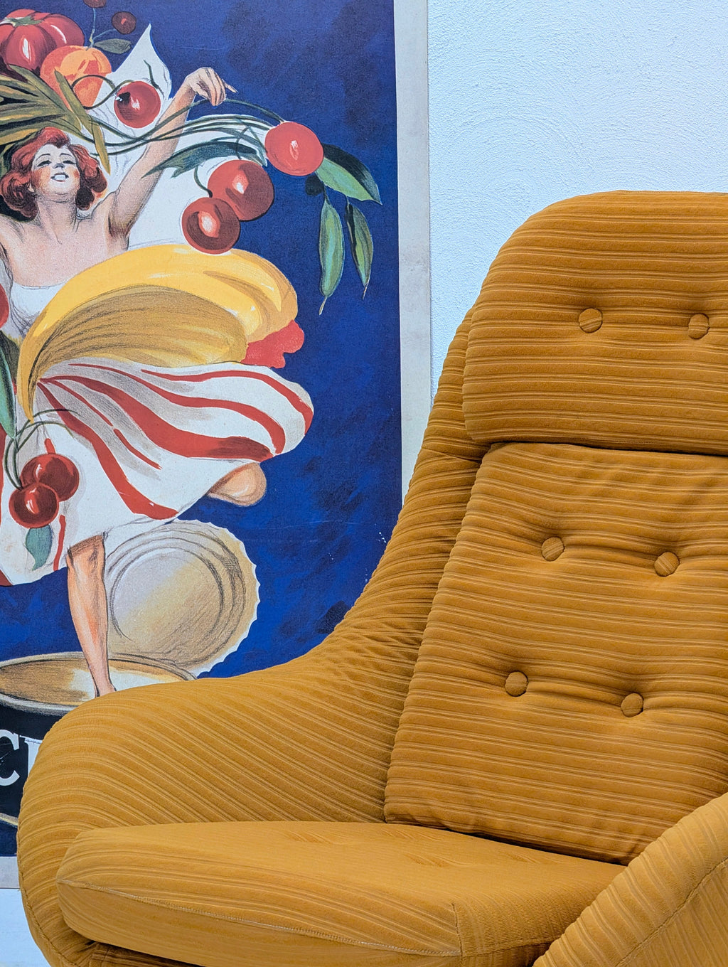 UP Zavody Rousinov Peggy Swivel Armchair in Original Velvet