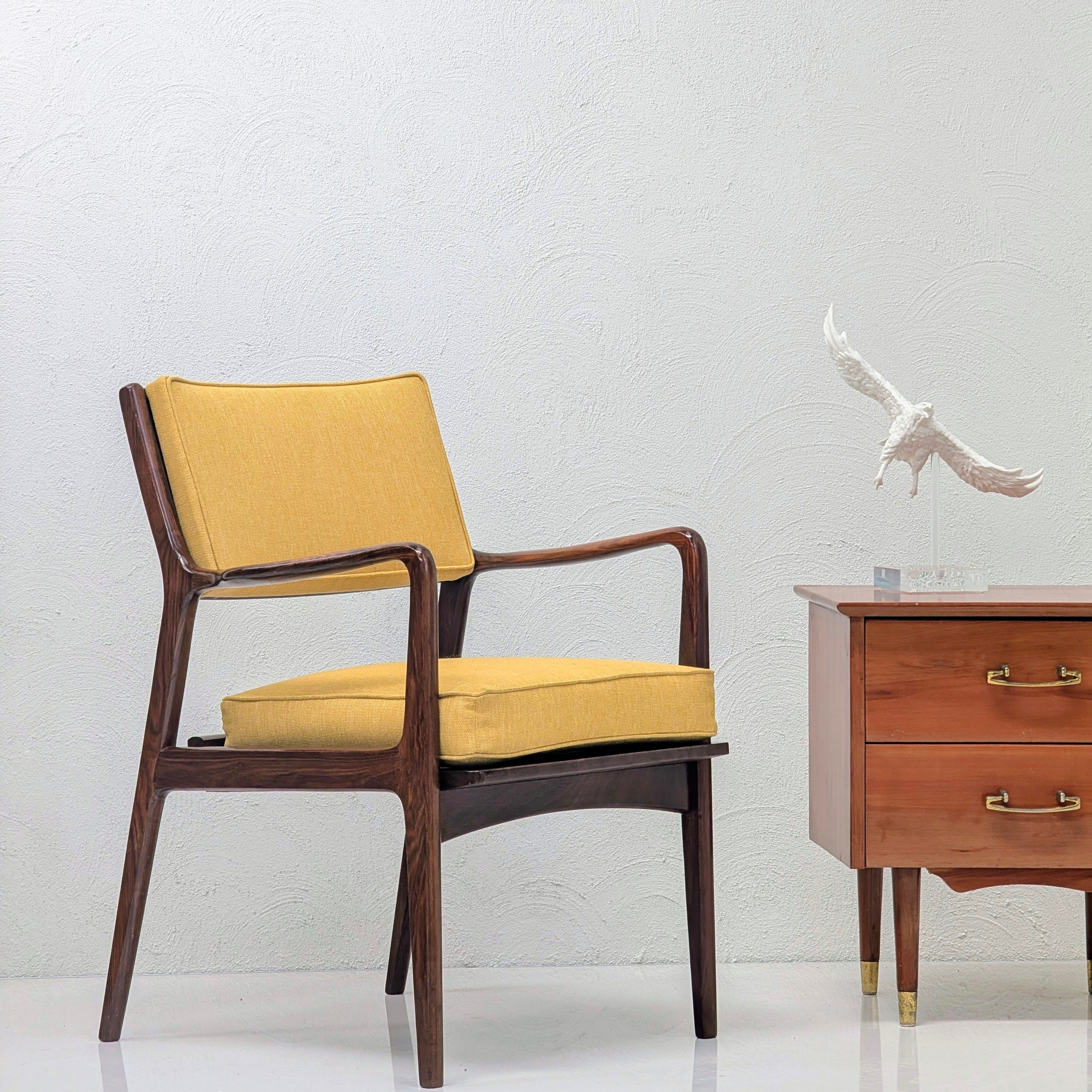 Rare Sculpted Blackwood Armchair by Decro, c.1960s – Restored