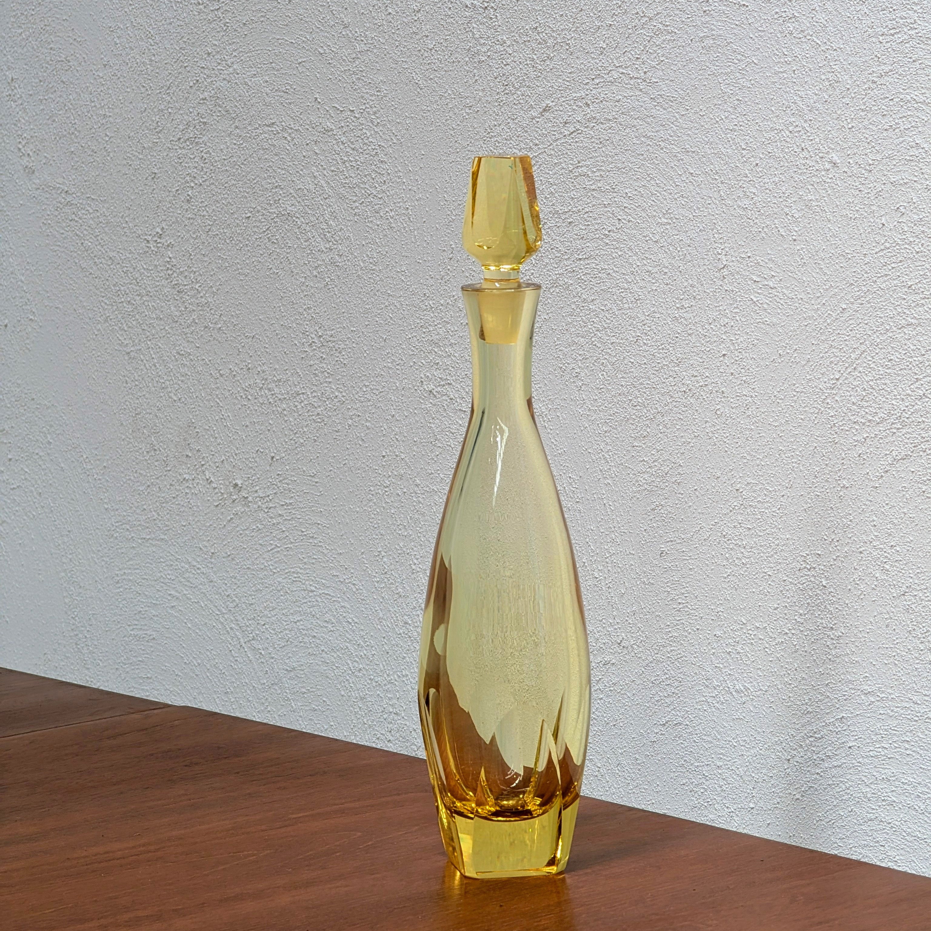 Art Deco Hand Cut Bohemian Crystal Decanter by Moser