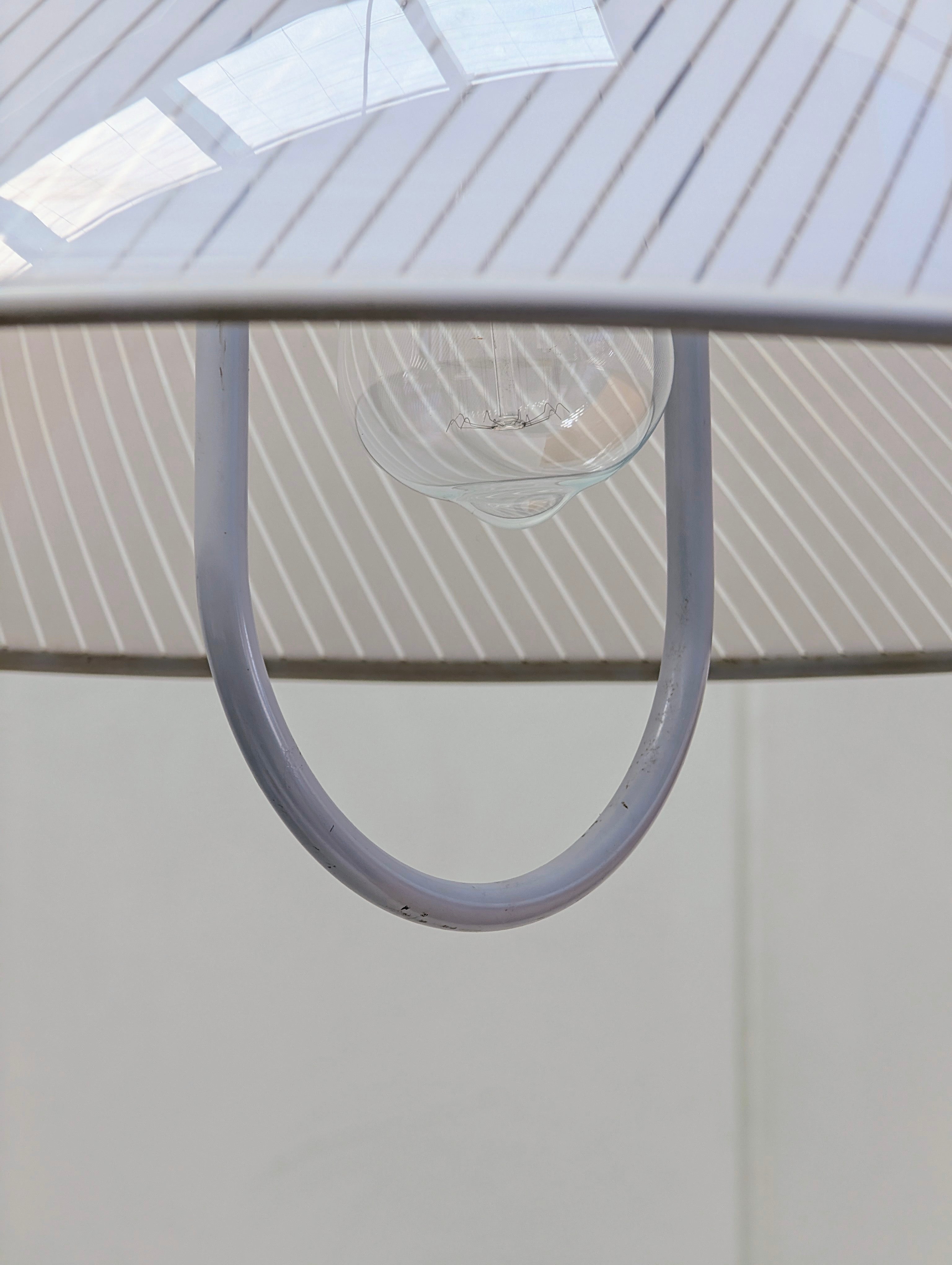 Italian 1980s Optical Plexiglas 'Rise & Fall' Pendant Light