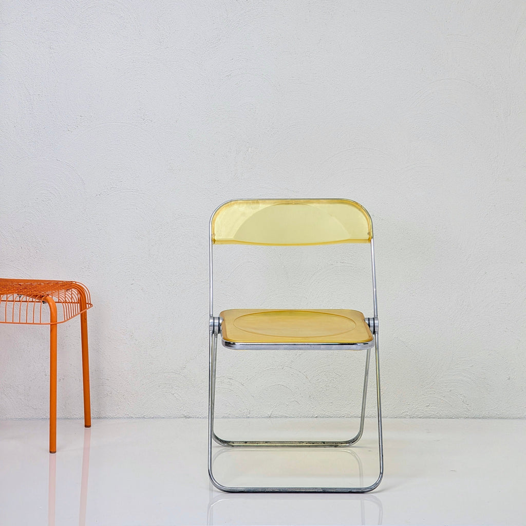1970s Plia Folding Chair in Transparent Yellow by Giancarlo Piretti for Castelli, Italy