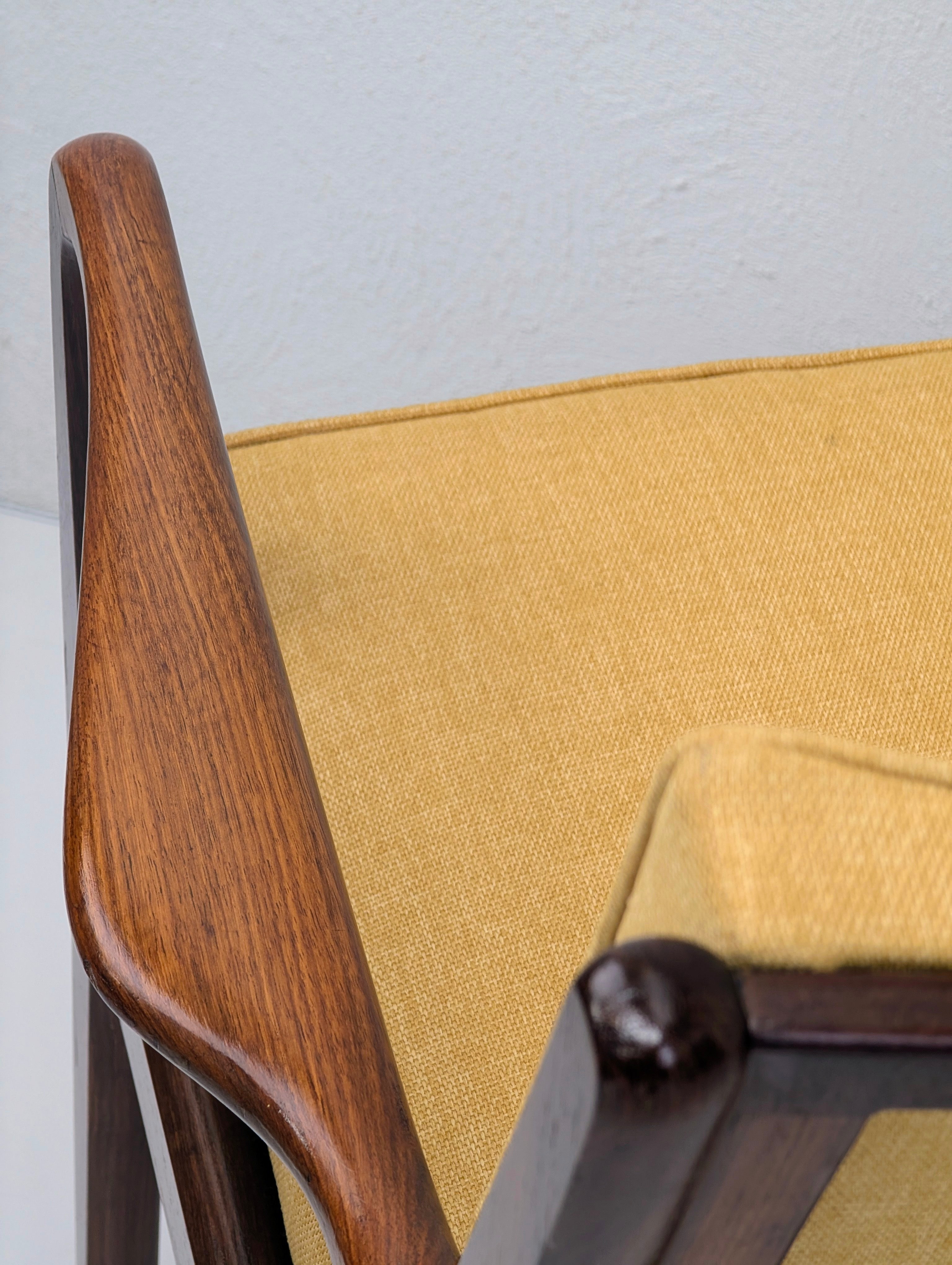 Rare Sculpted Blackwood Armchair by Decro, c.1960s – Restored