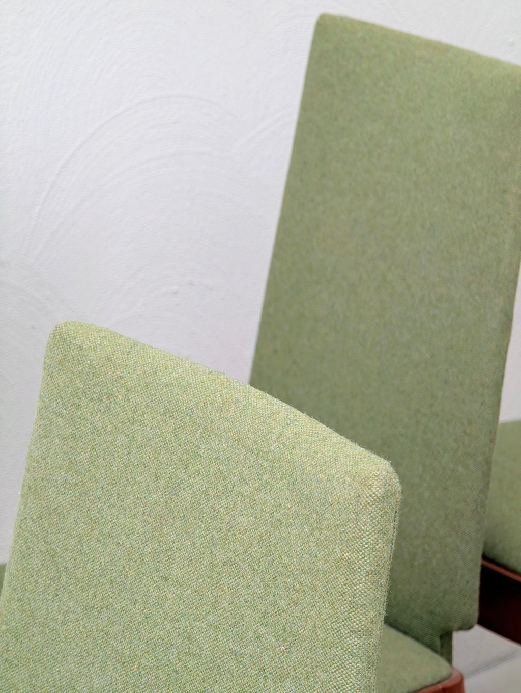 Set of 6 High-Back Dining Chairs – Newly Upholstered in Warwick ‘Wasabi’