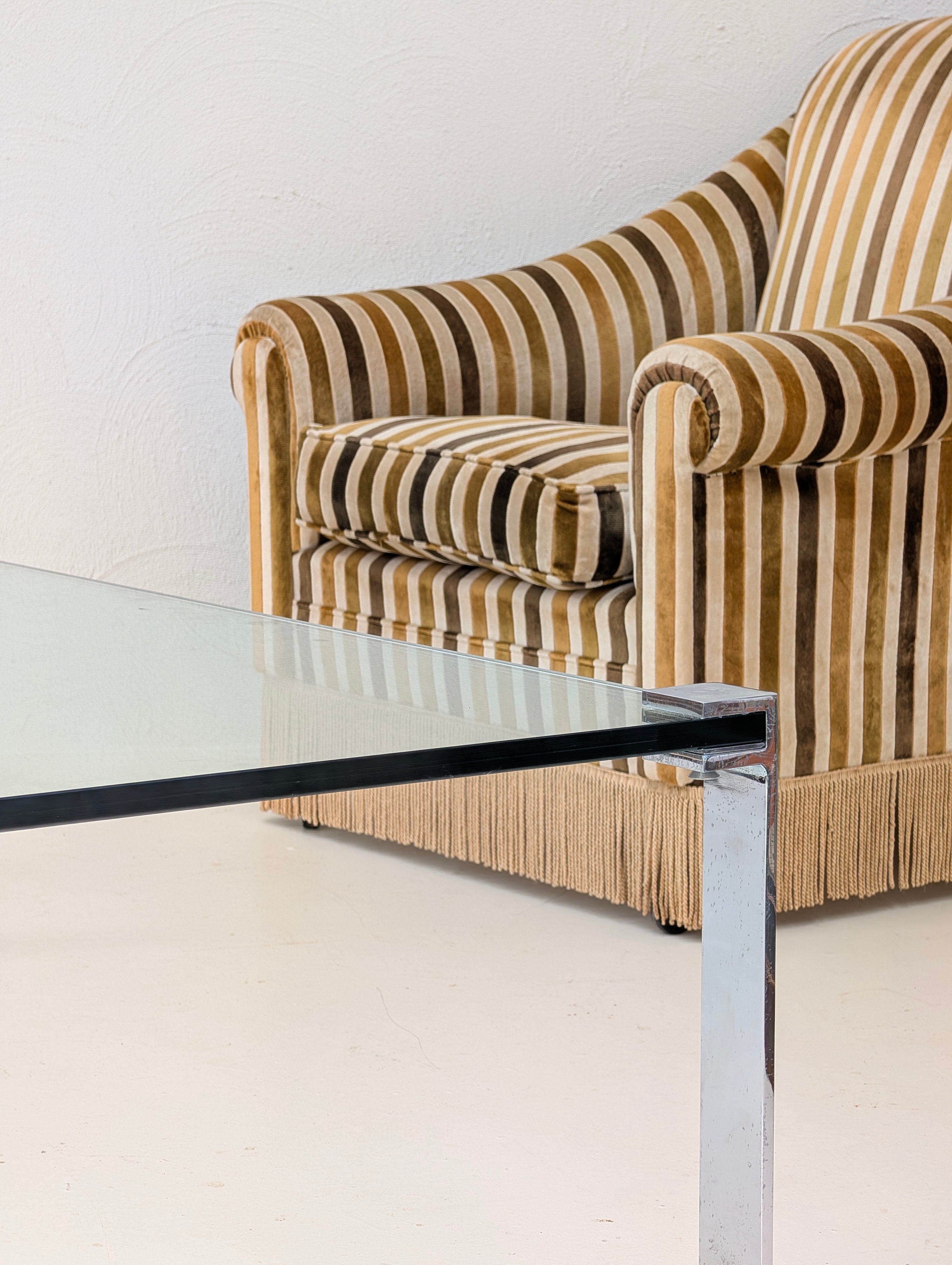 1970s Australian Mid-Century Three-Piece Suite in Striped Velvet