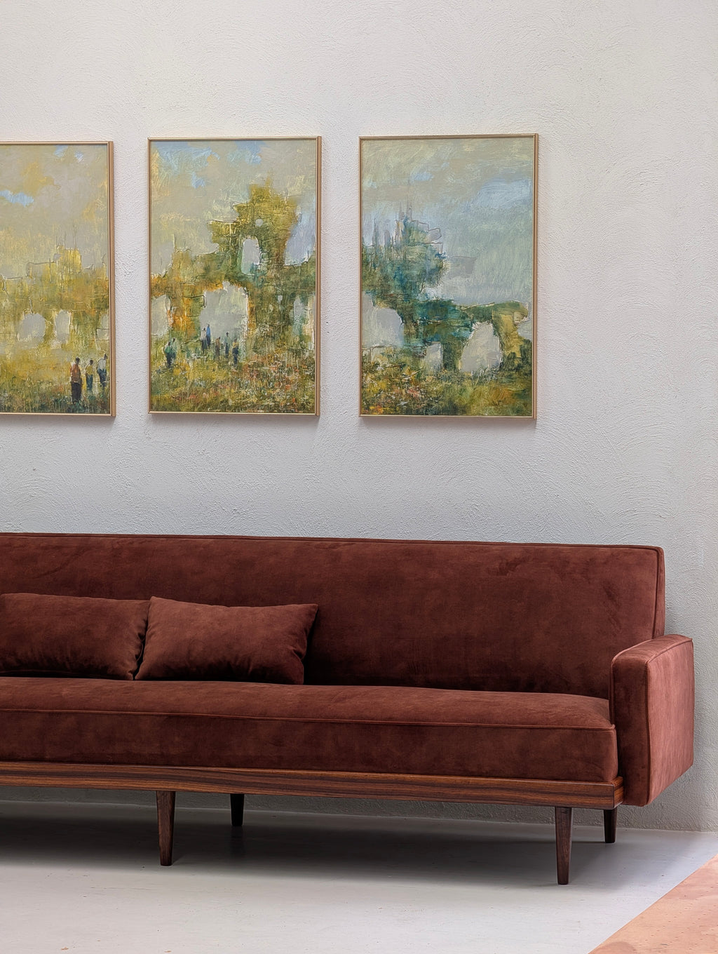 Dario Zoureff Four Seat Blackbean Sofa, Reupholstered c1960s