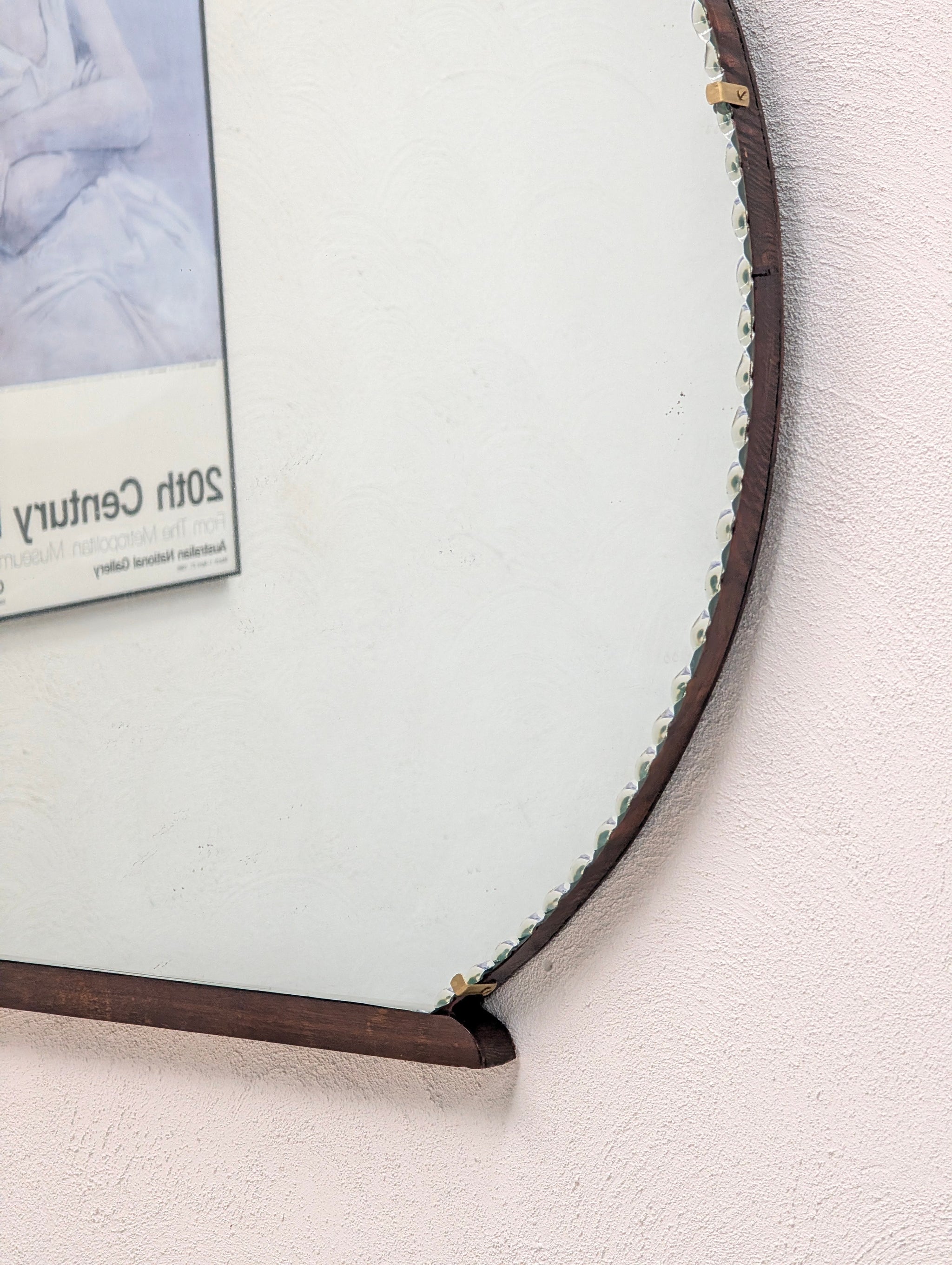 Original Art Deco Bevelled Wall Mirror | Scalloped Cloud Edge