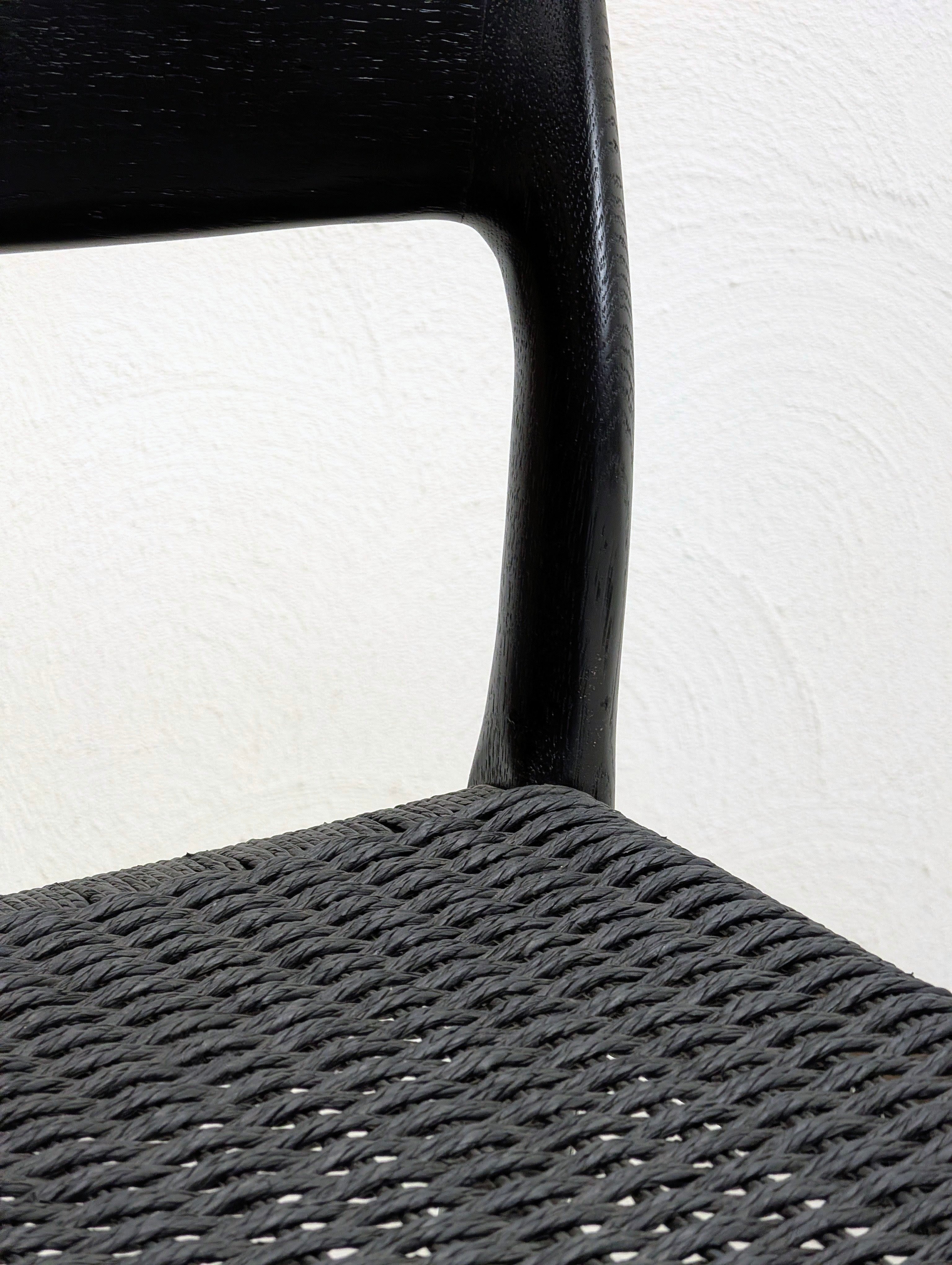 Møller 77C Stool | Black Stained Oak & Hand Woven Paper Cord