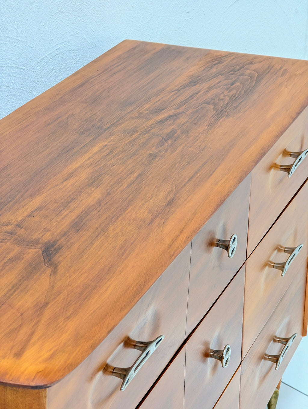 Restored c.1977 Burgess Solid Oak 'Atomic' Lowboy Dresser