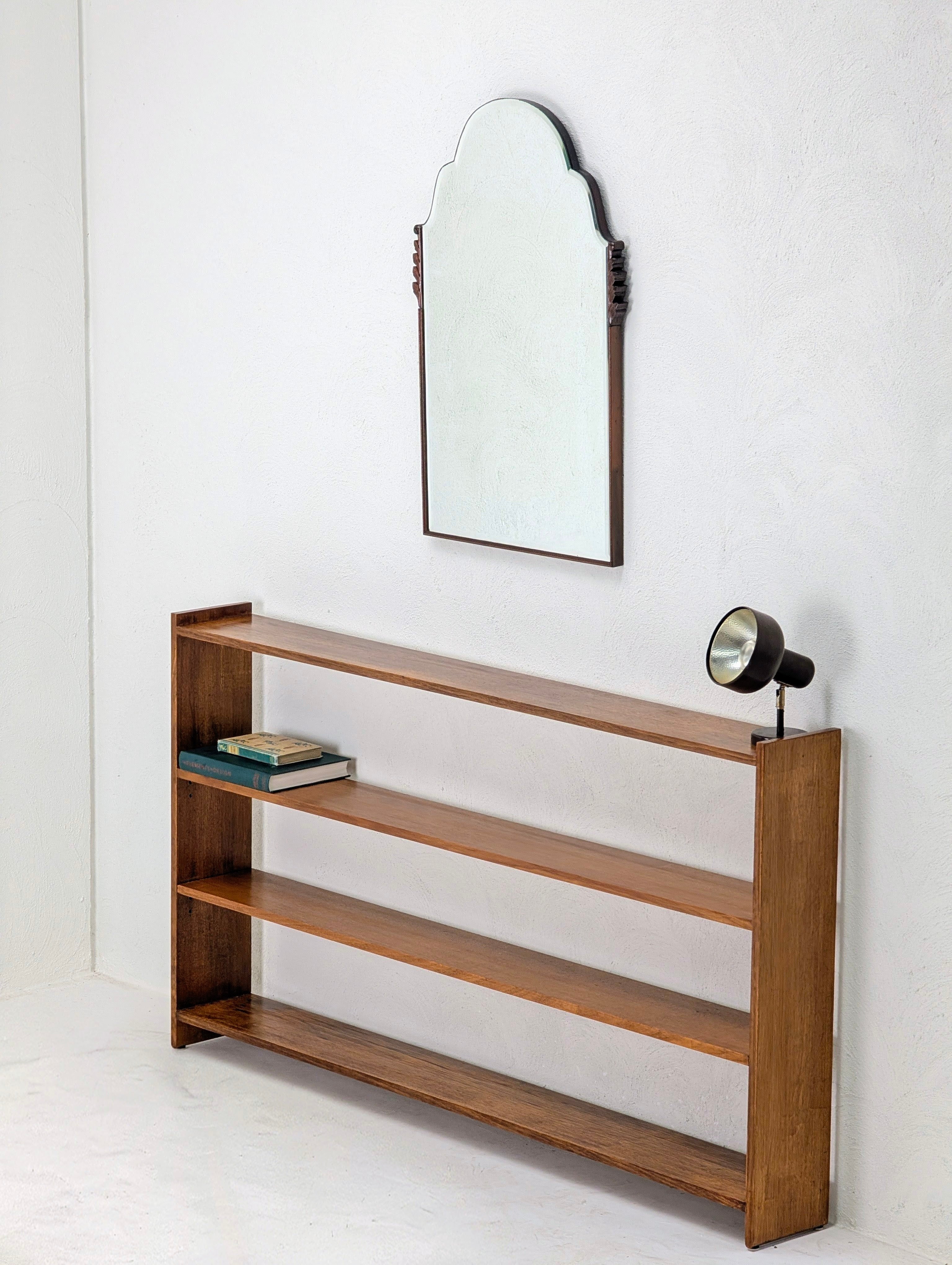 Restored 1940s Art Deco Solid Oak Wall Mirror