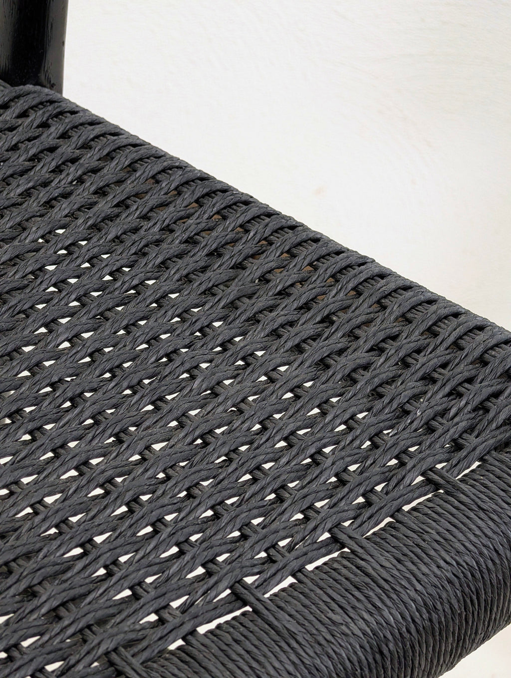 Møller 77C Stool | Black Stained Oak & Hand Woven Paper Cord