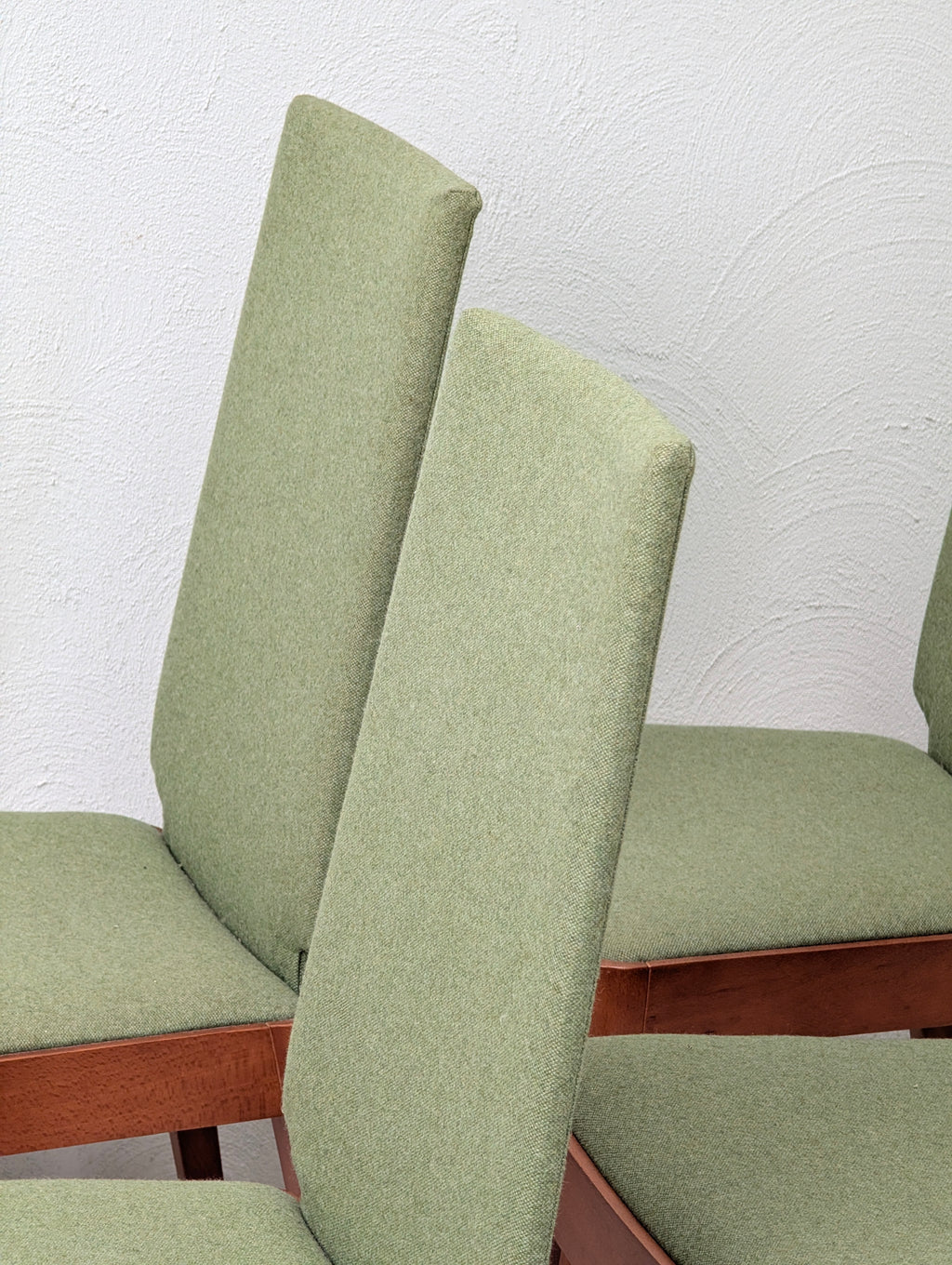 Set of 6 High-Back Dining Chairs – Newly Upholstered in Warwick ‘Wasabi’