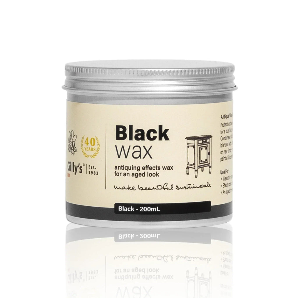 Gilly's Black Wax 200mL tin for furniture antiquing and aged look effects