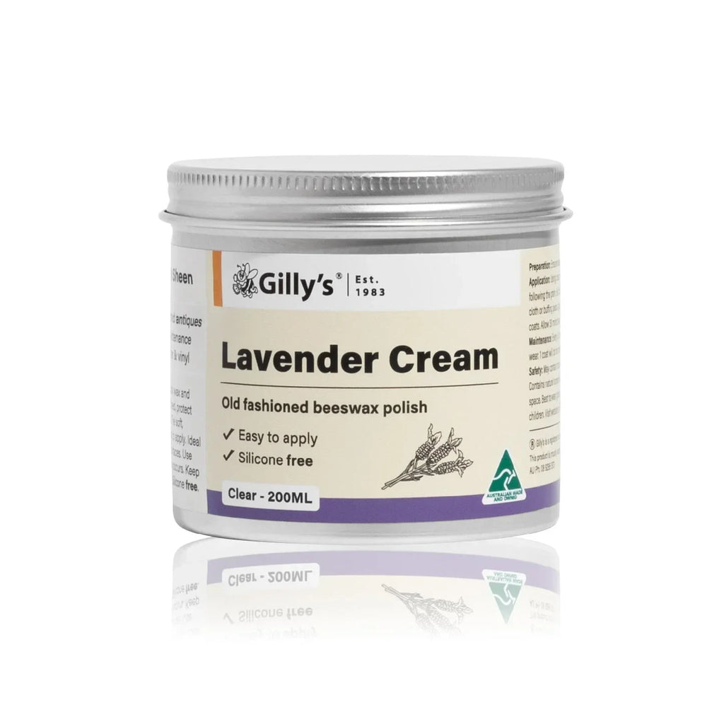 Gilly's Lavender Cream beeswax polish jar, 200ml, easy to apply, silicone free, product photo