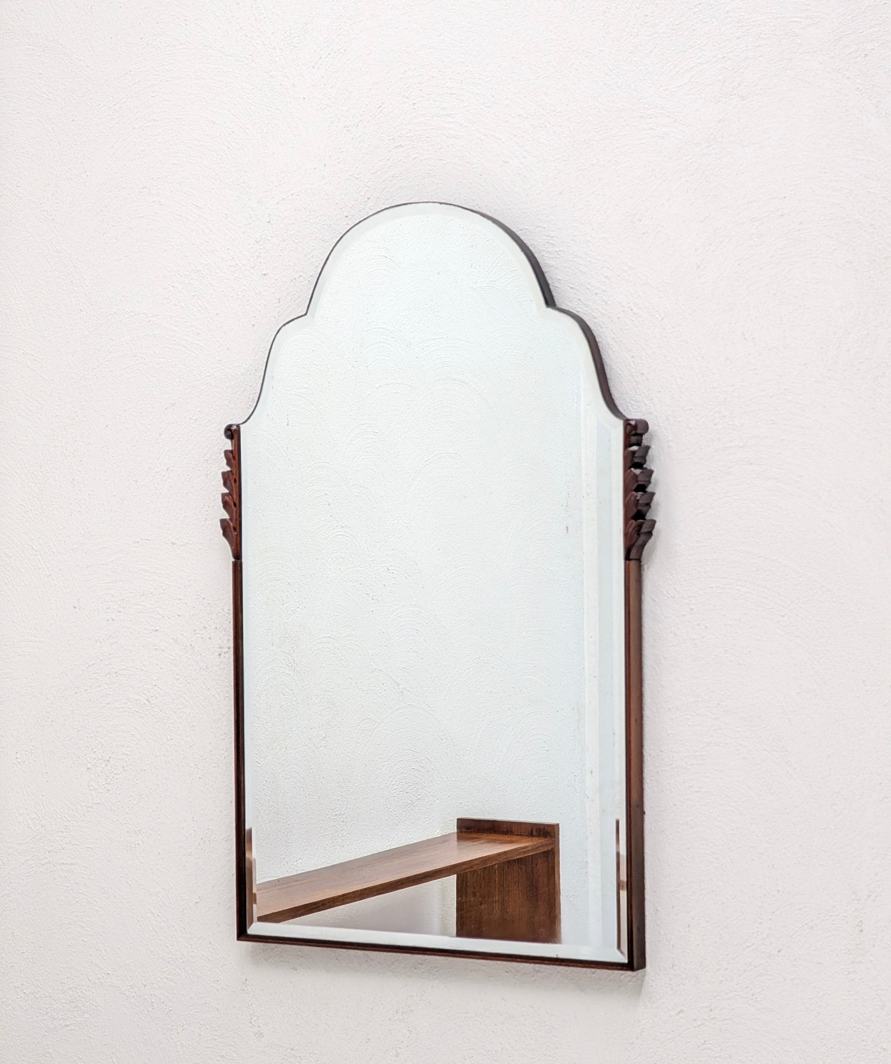 Restored 1940s Art Deco Solid Oak Wall Mirror