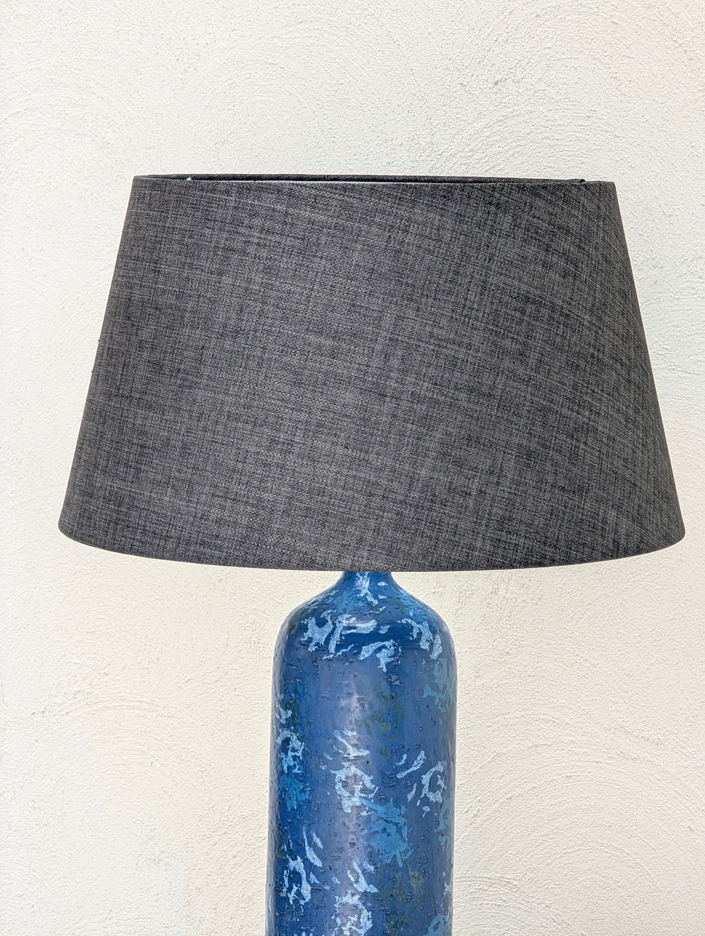 Vintage 1970s Brutalist Cylinder Lamp – Heavy Gauge Steel & Original Blue Glaze
