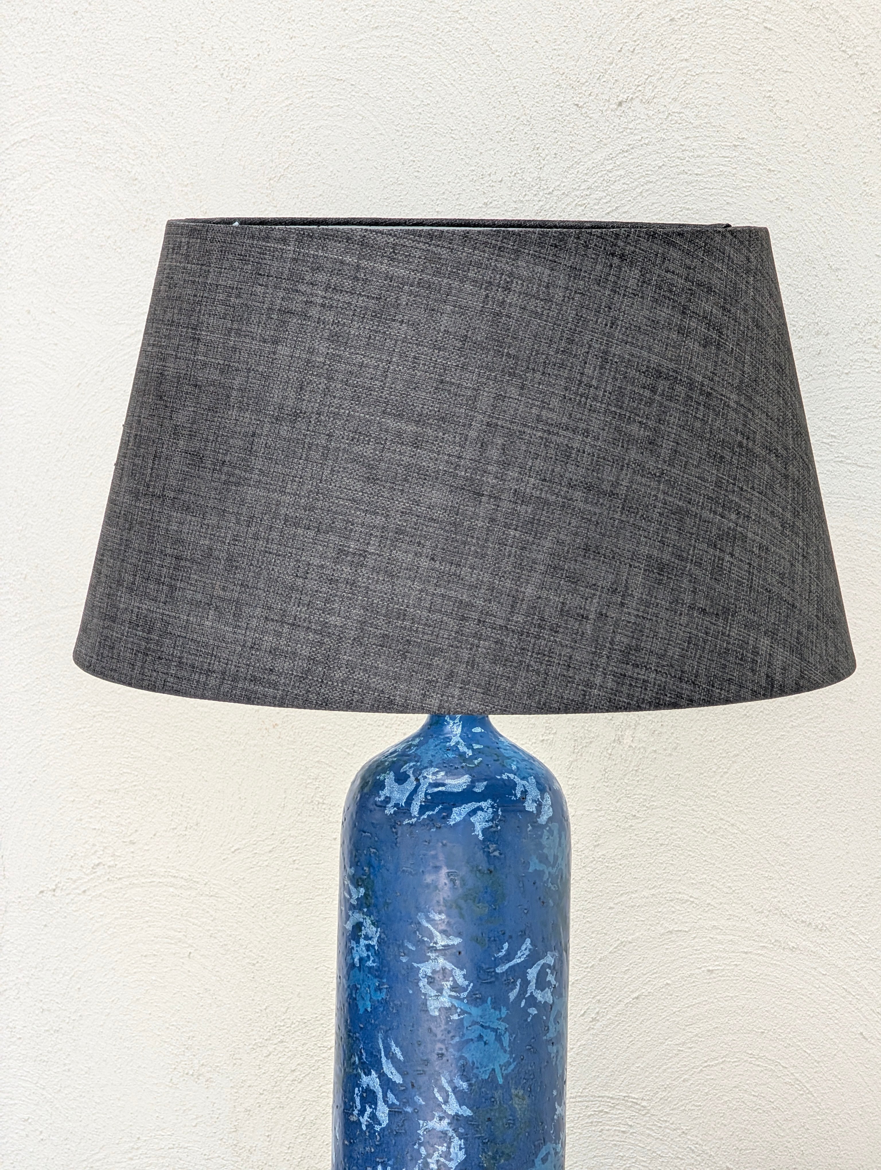 Vintage 1970s Brutalist Cylinder Lamp – Heavy Gauge Steel & Original Blue Glaze