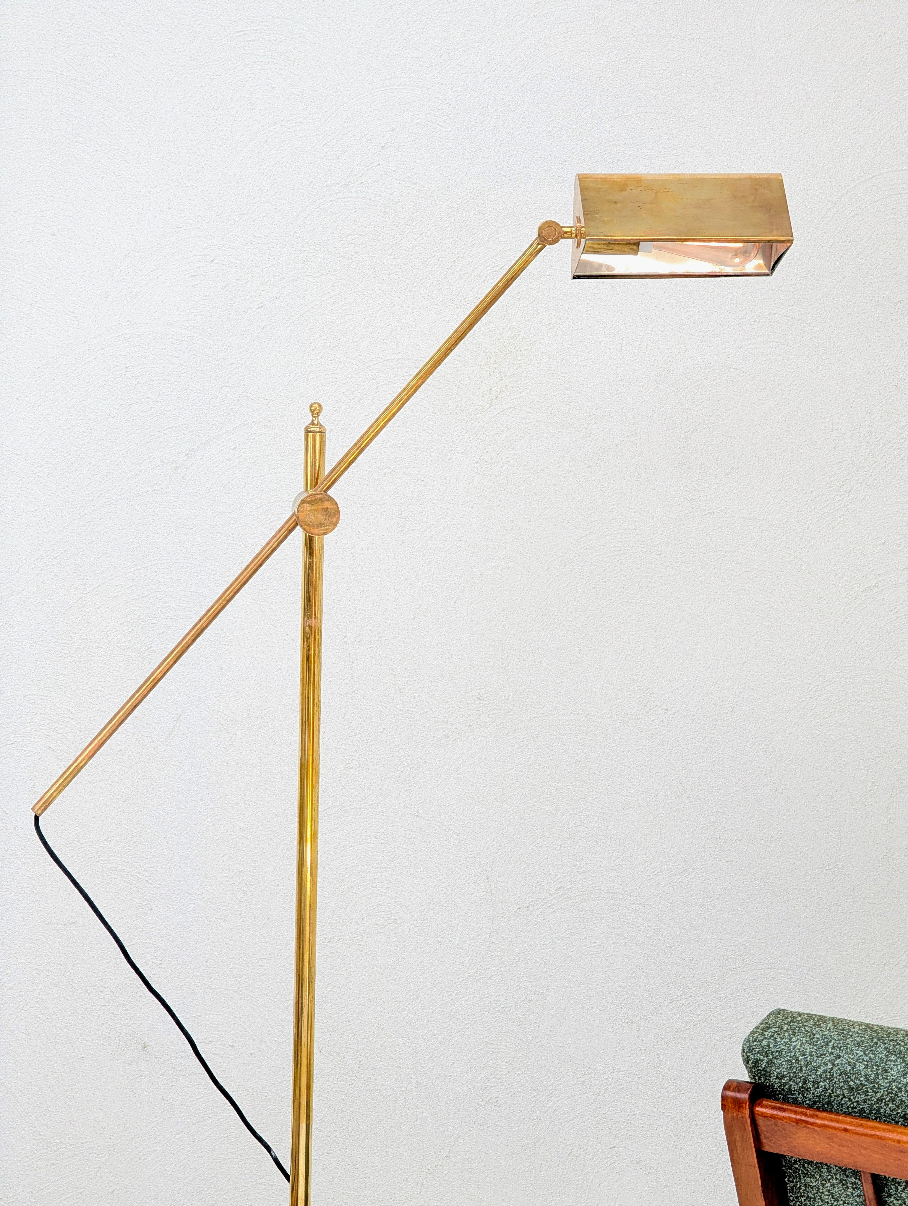1970s Solid Brass Pharmacy Floor Lamp