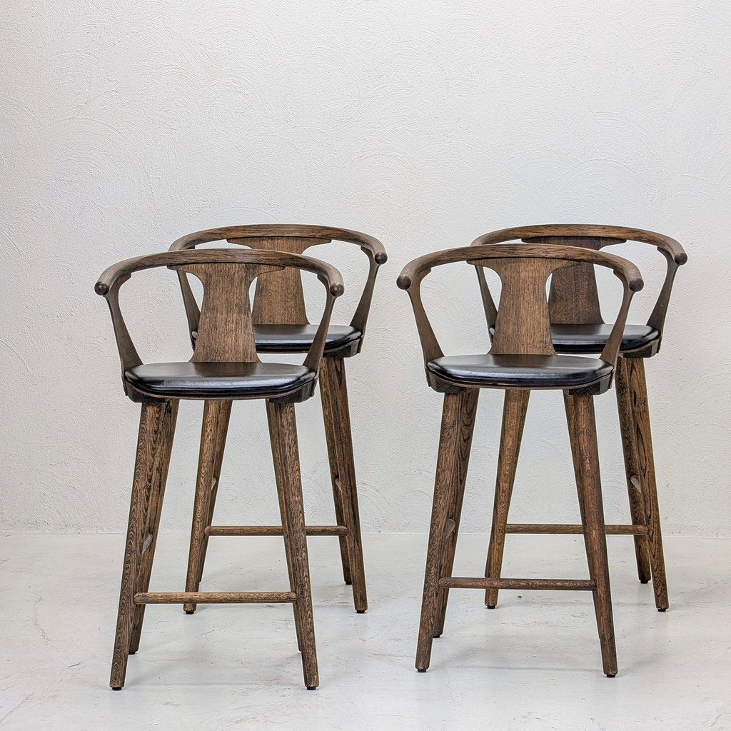 &Tradition In Between SK8 Counter Stools in Smoke Oiled Oak & Leather
