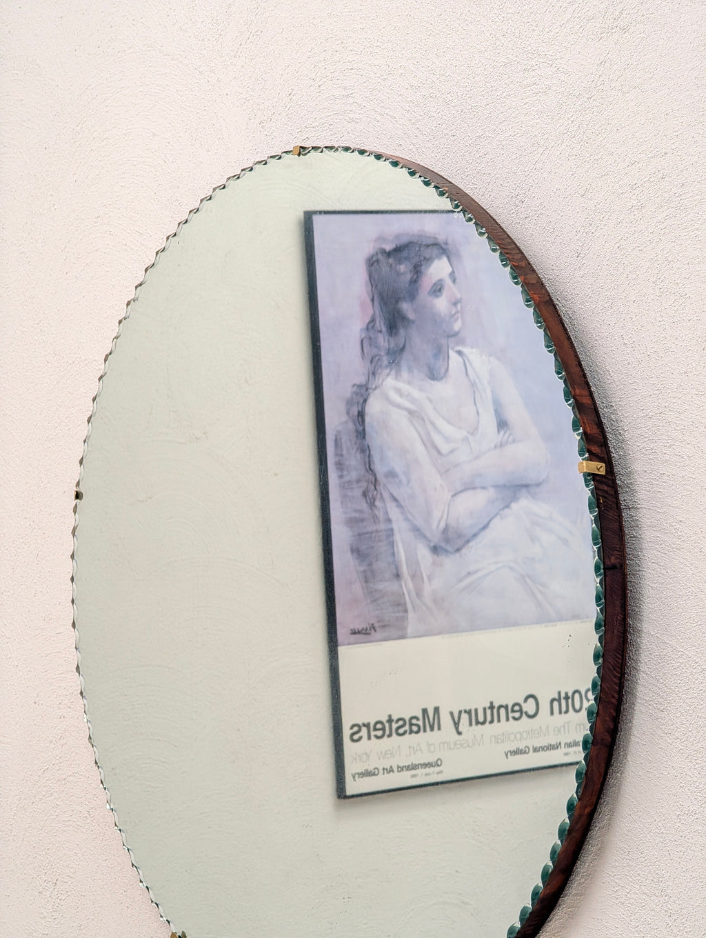 Original Art Deco Bevelled Wall Mirror | Scalloped Cloud Edge