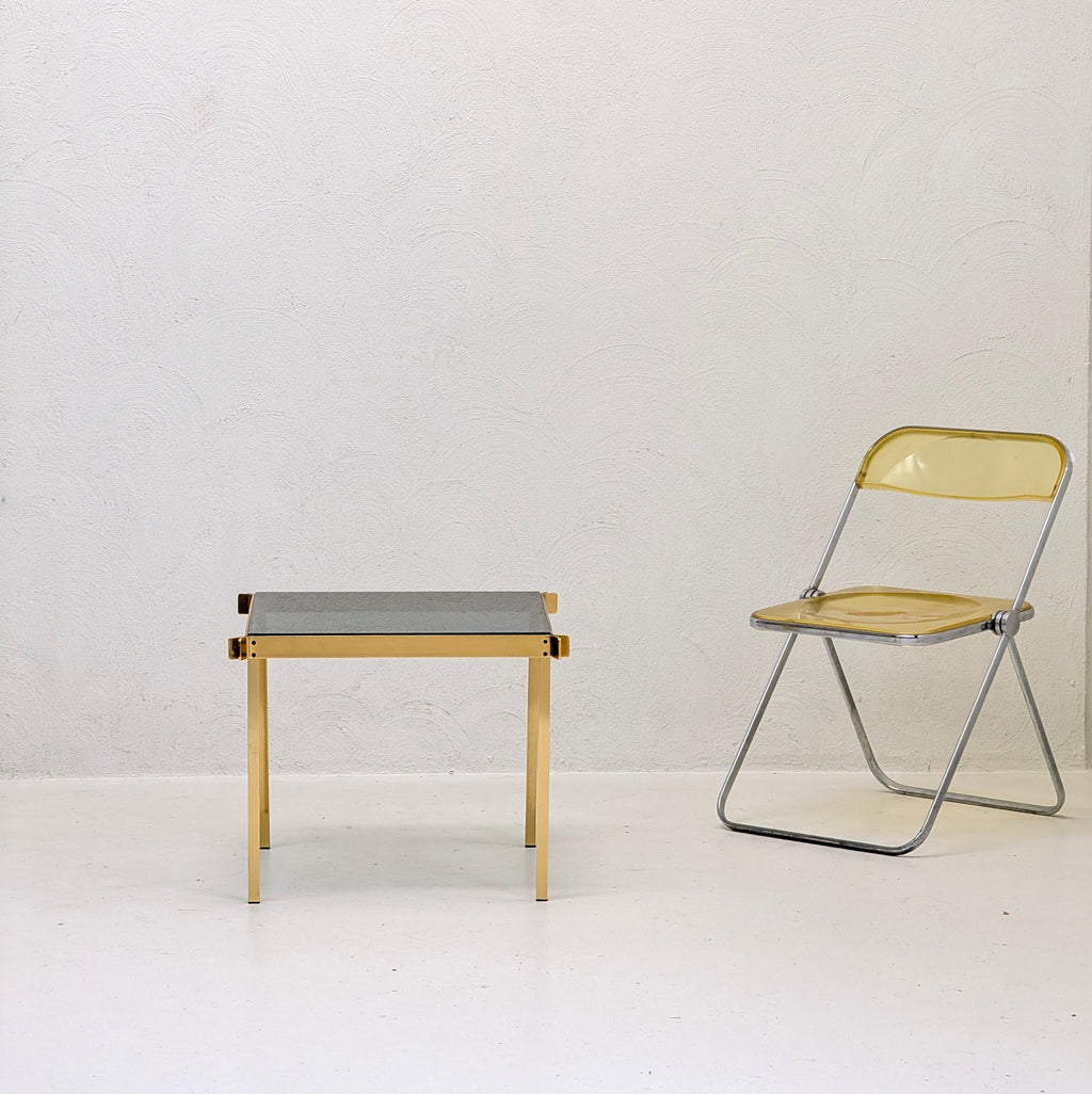 1970s Hollywood Regency Coffee Table | Anodised Aluminium & Smoked Glass