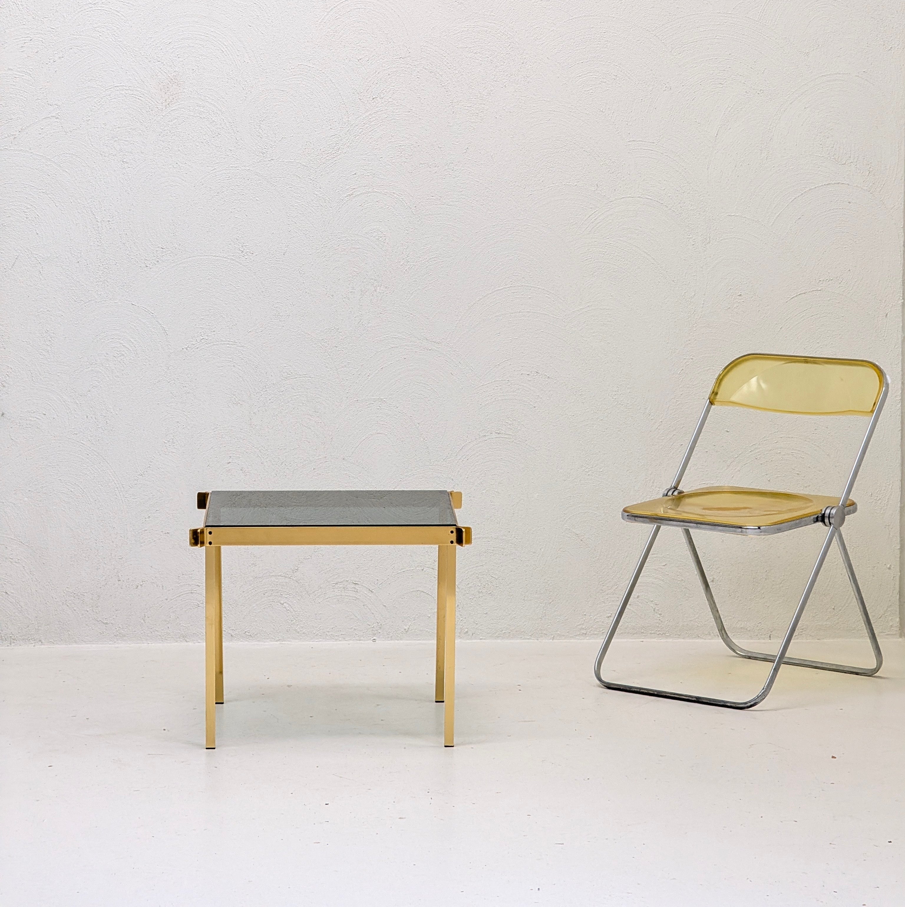 1970s Hollywood Regency Coffee Table | Anodised Aluminium & Smoked Glass