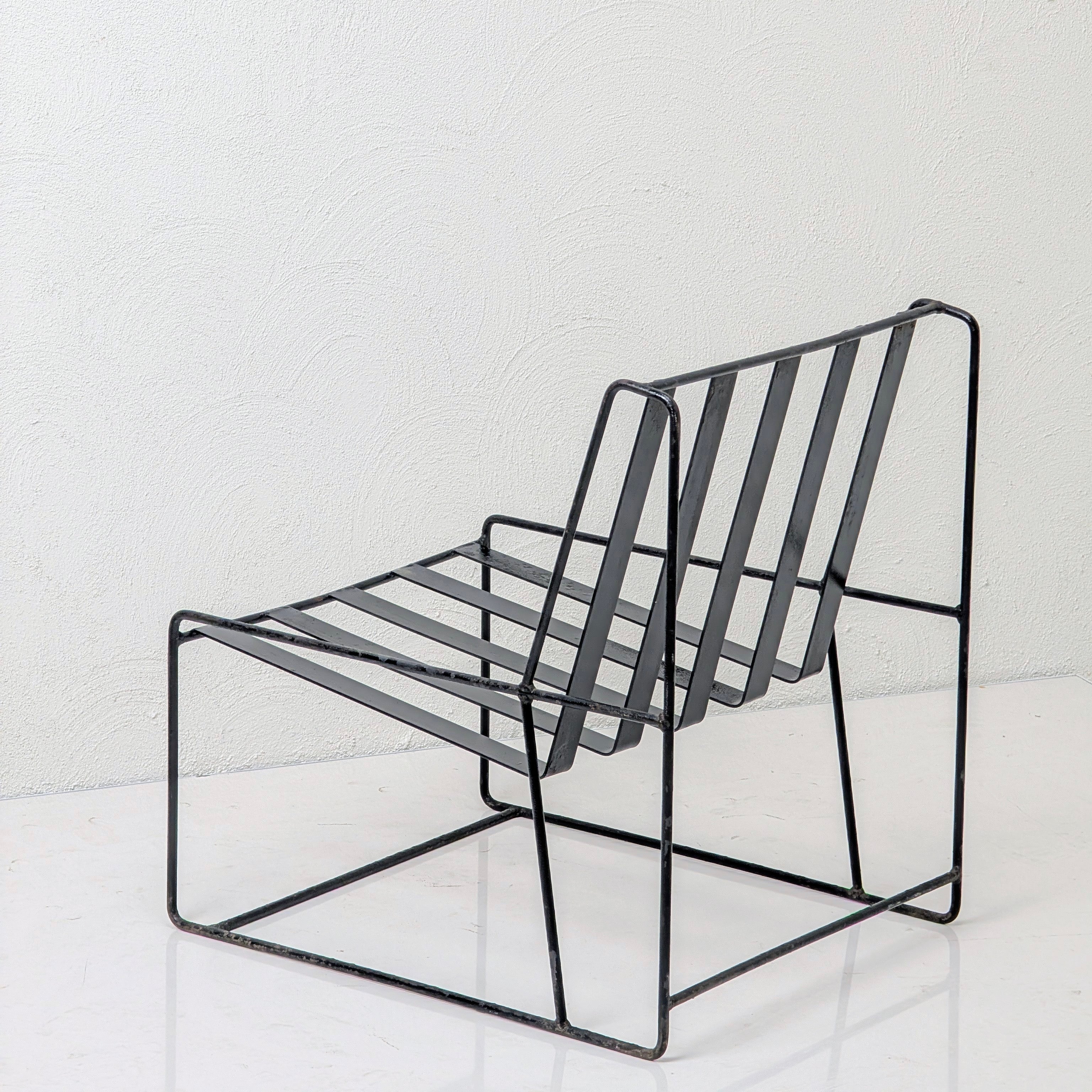 A Pair of 1950s Italian Ribbon Steel Architectural Lounge Chairs