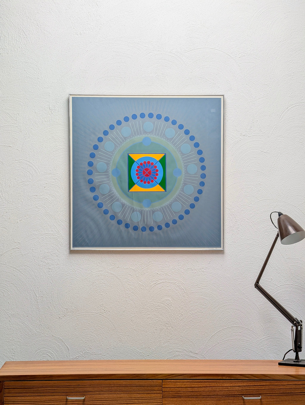 Vintage 1972 Geometric Op Art Silk Screen Print 74cm