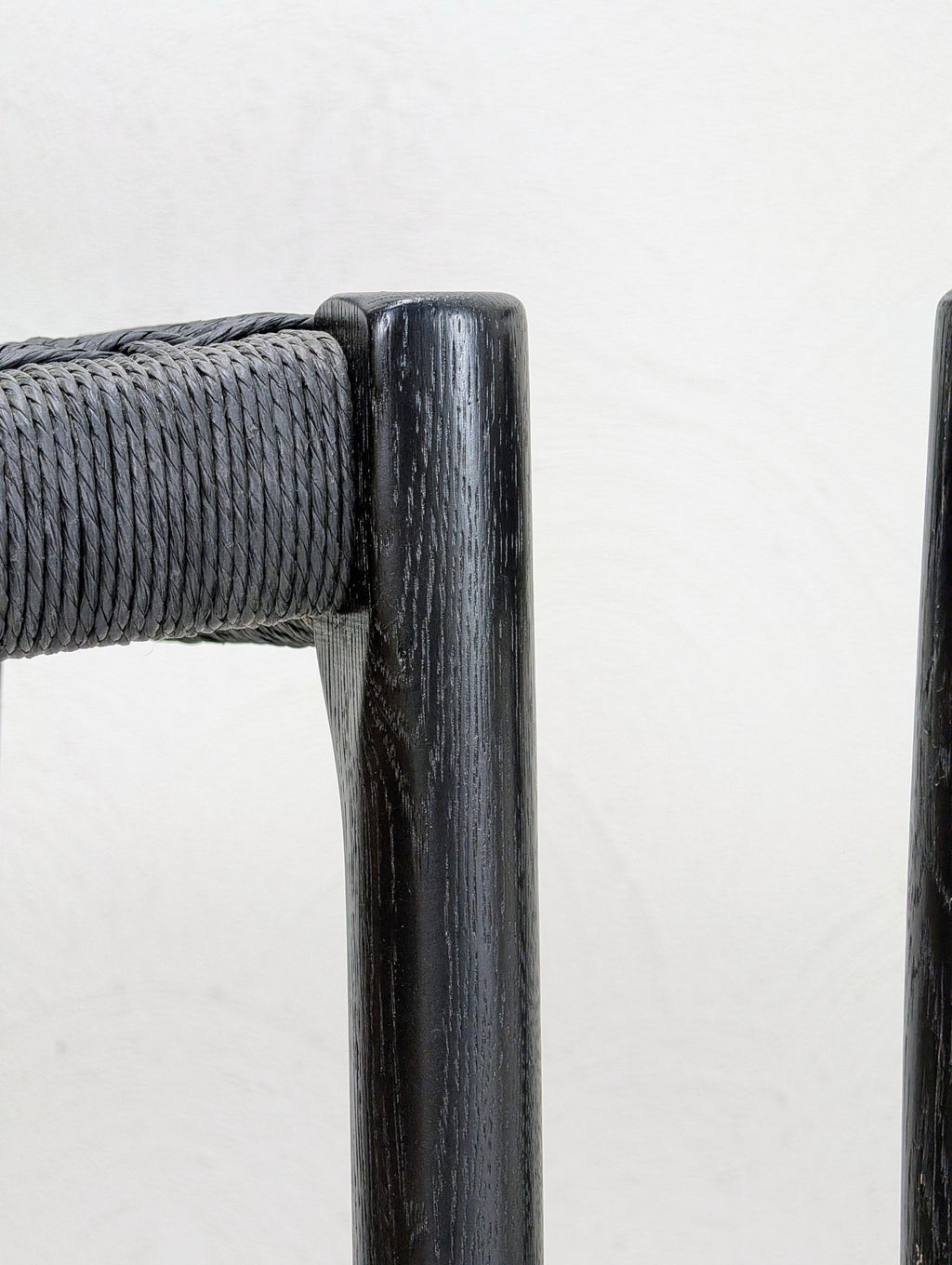Møller 77C Stool | Black Stained Oak & Hand Woven Paper Cord