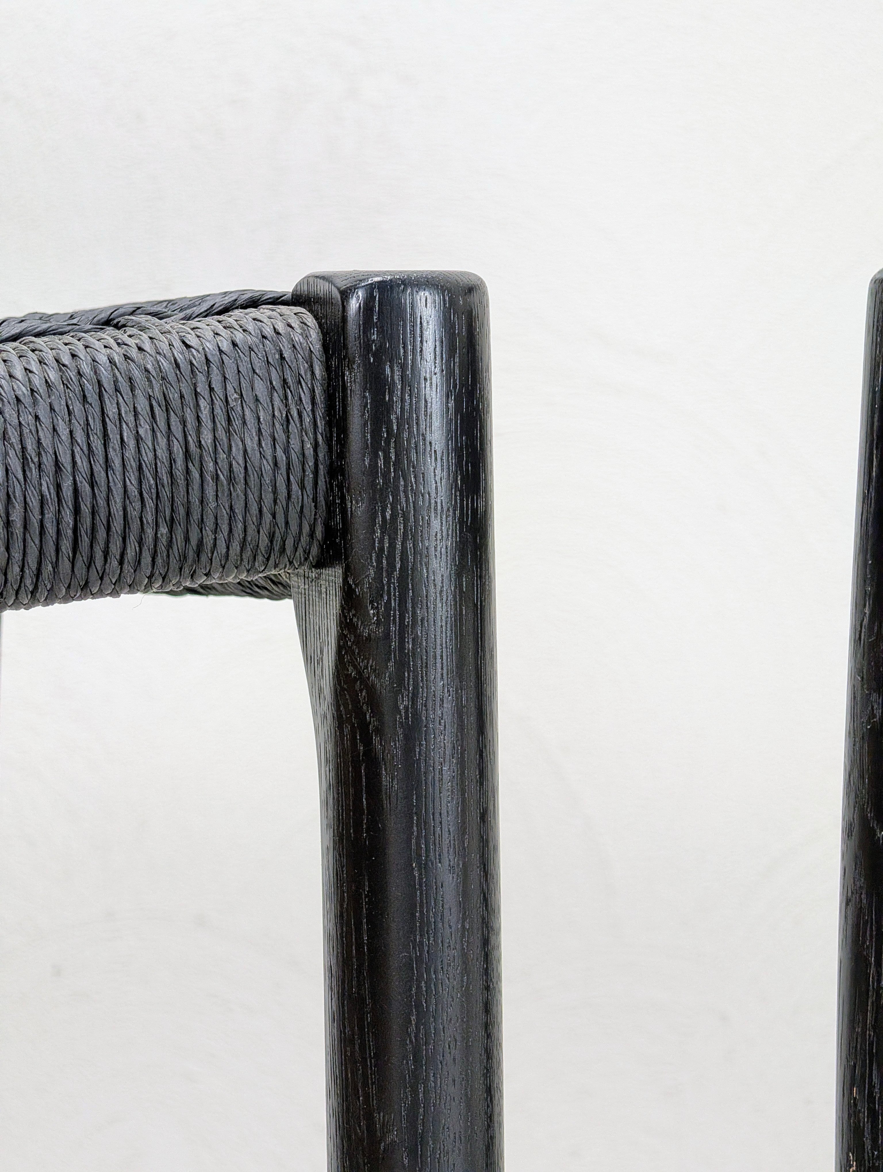 Møller 77C Stool | Black Stained Oak & Hand Woven Paper Cord