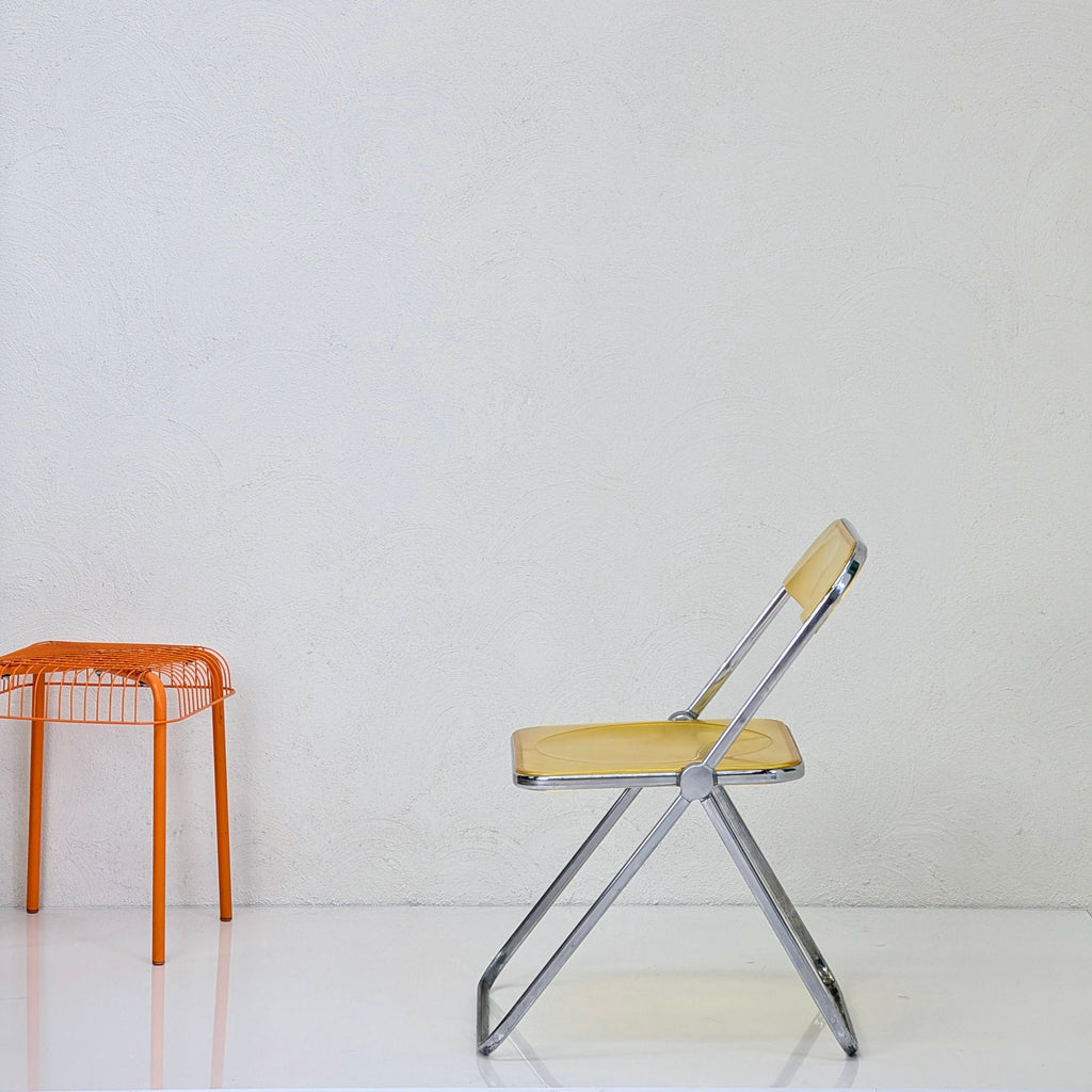 1970s Plia Folding Chair in Transparent Yellow by Giancarlo Piretti for Castelli, Italy