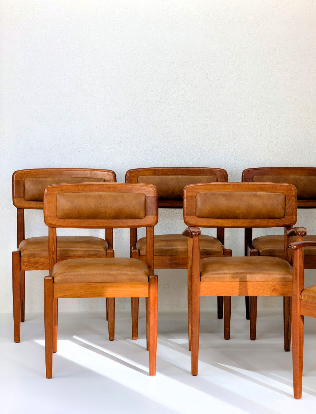 Rare 1970s Wright & Sons Blackwood & Toffee Dining Chairs | Set of 6