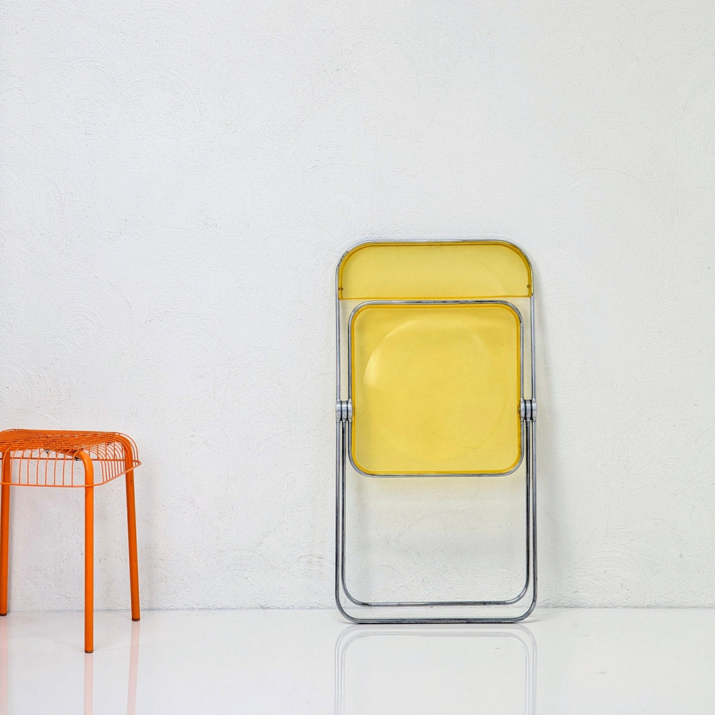 1970s Plia Folding Chair in Transparent Yellow by Giancarlo Piretti for Castelli, Italy